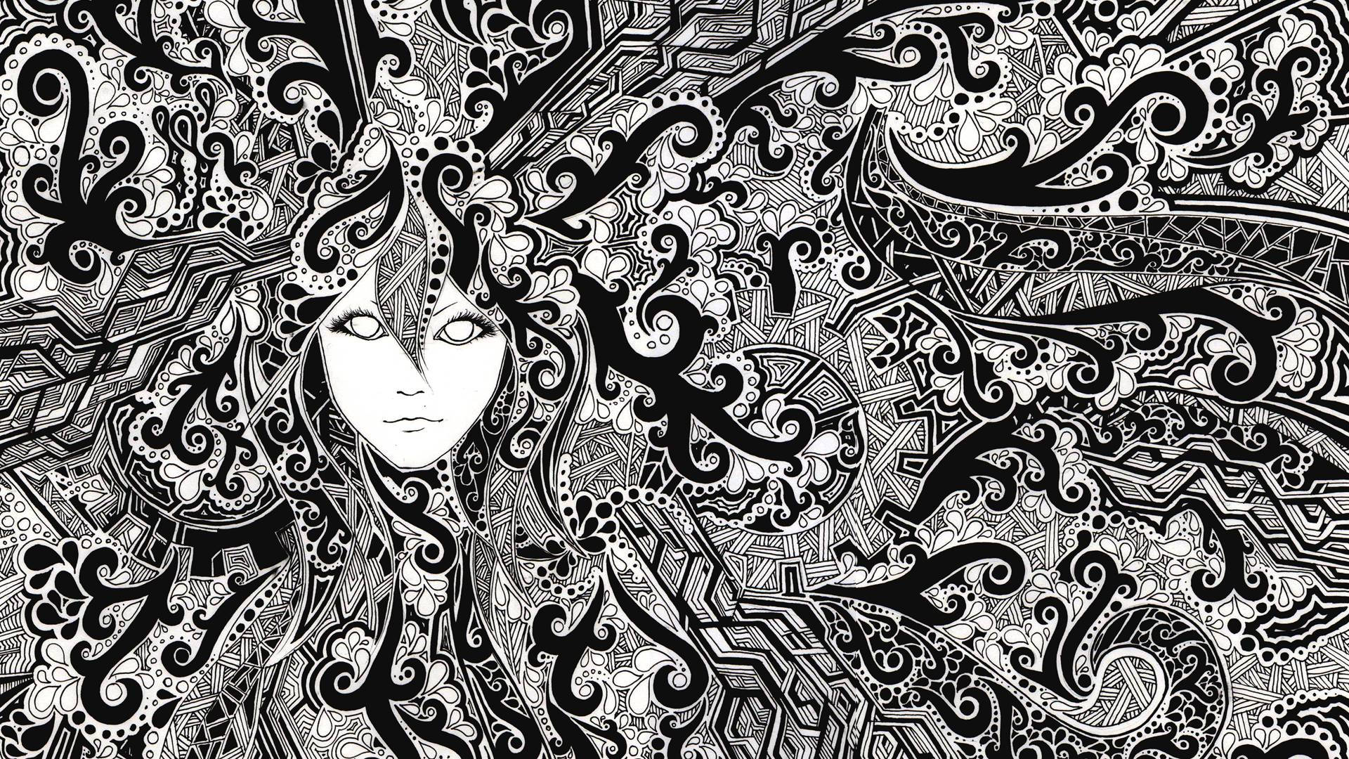 Cara psicodélica blanco y negro Fondos de pantalla