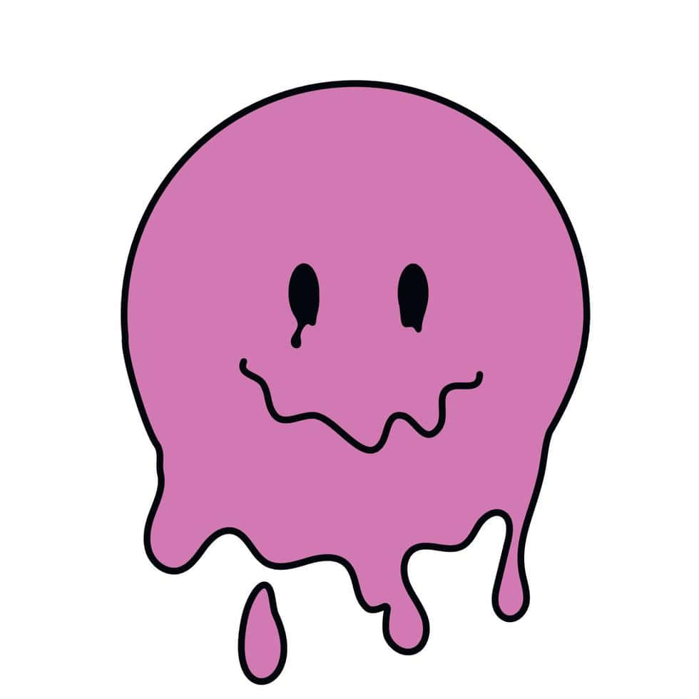 Cara Sonriente Psicodélica Rosa Derritiéndose Estética Trippy Simple Fondos de pantalla
