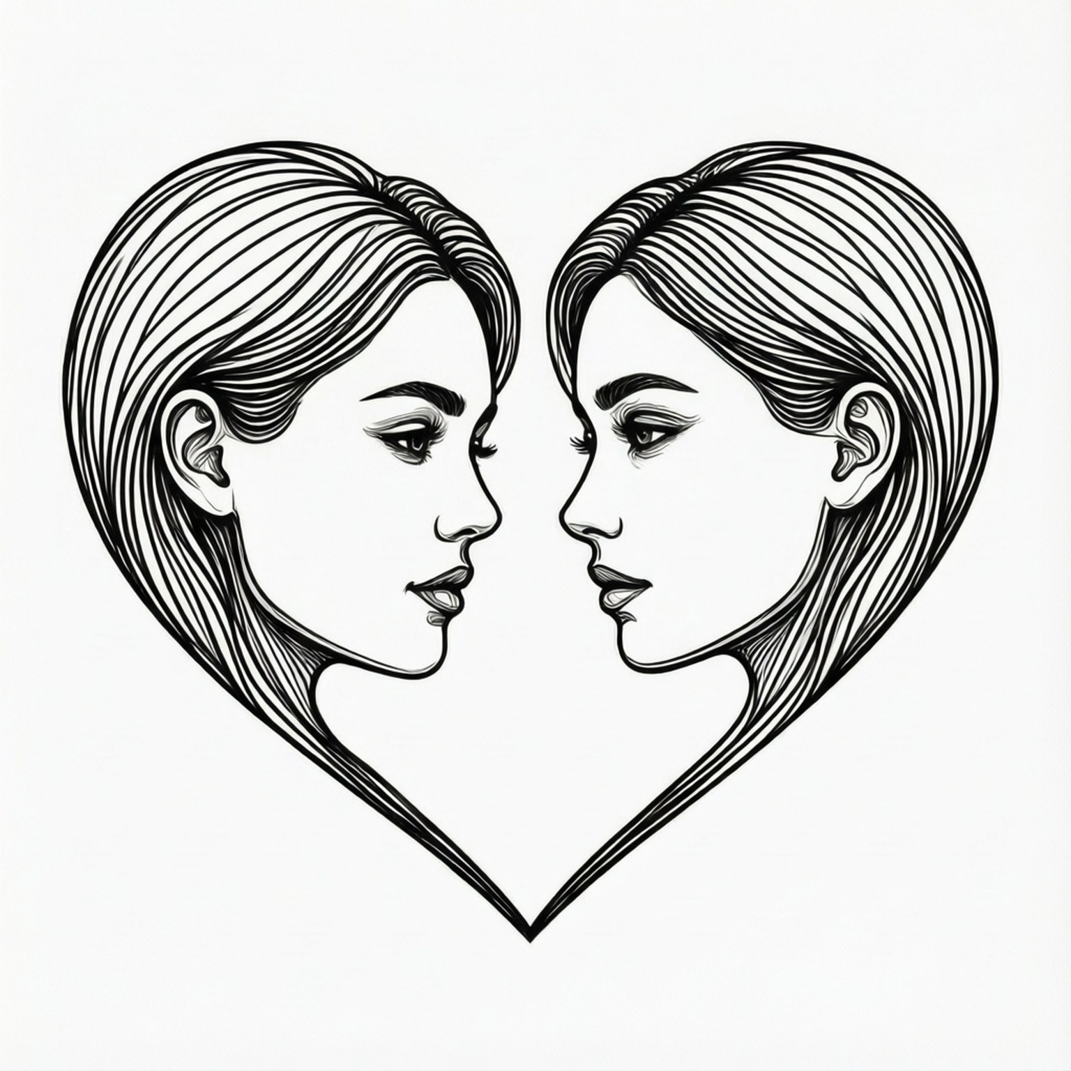Caras de arte lineal formando un corazón Fondos de pantalla