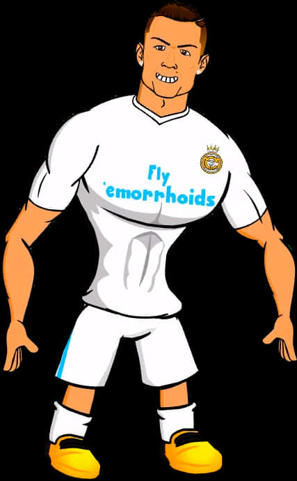 Caricatura de futbolista con uniforme blanco Fondos de pantalla