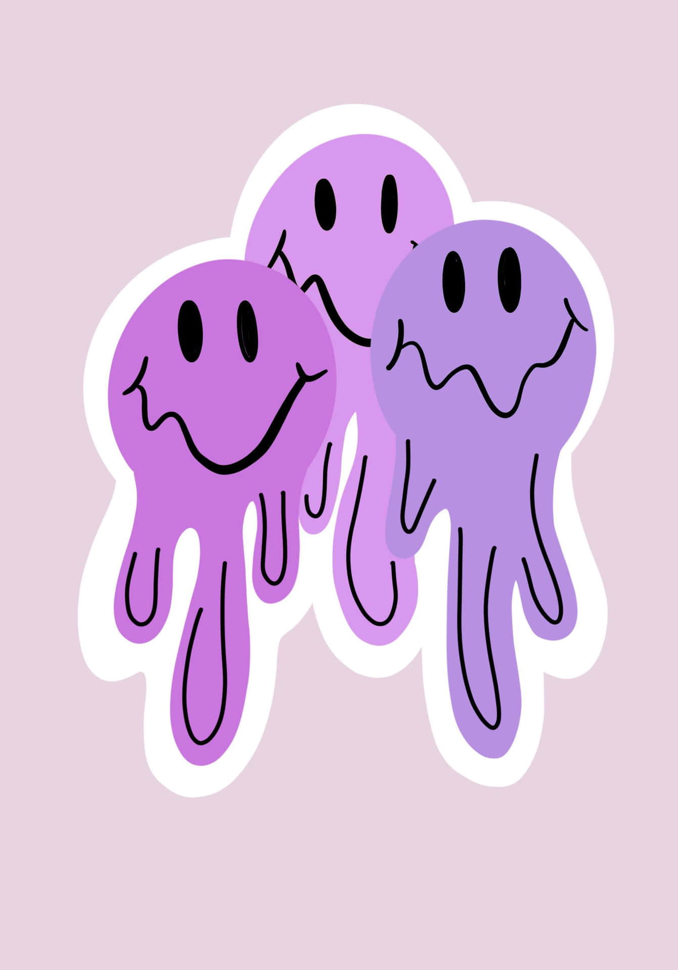 Carita sonriente psicodélica goteando en morado