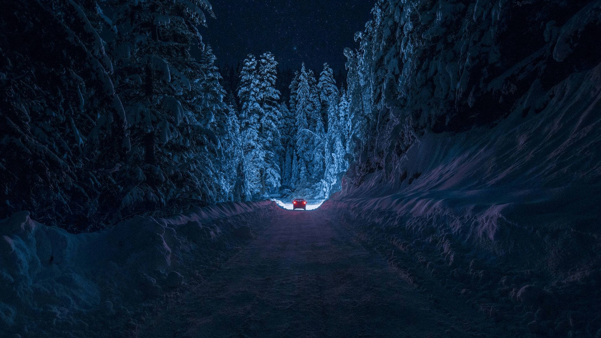 Carretera Nocturna Estética Azul Oscuro HD Fondos de pantalla