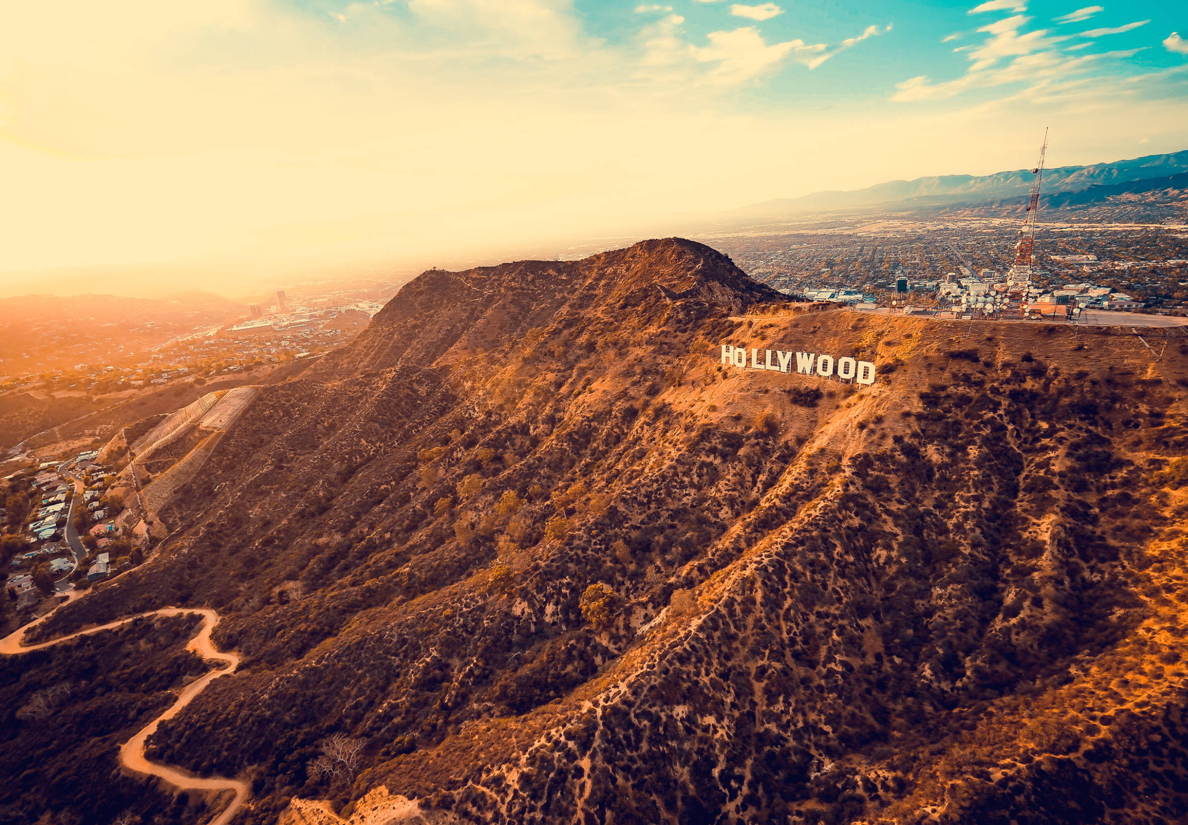 Cartel de Hollywood al atardecer en Los Ángeles Fondos de pantalla