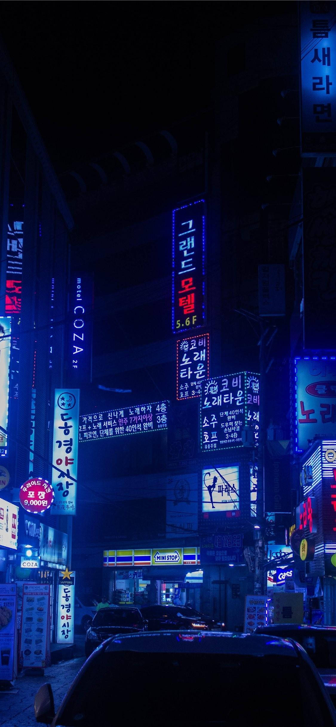 Cartel de neón variado con estética japonesa para iPhone Fondos de pantalla