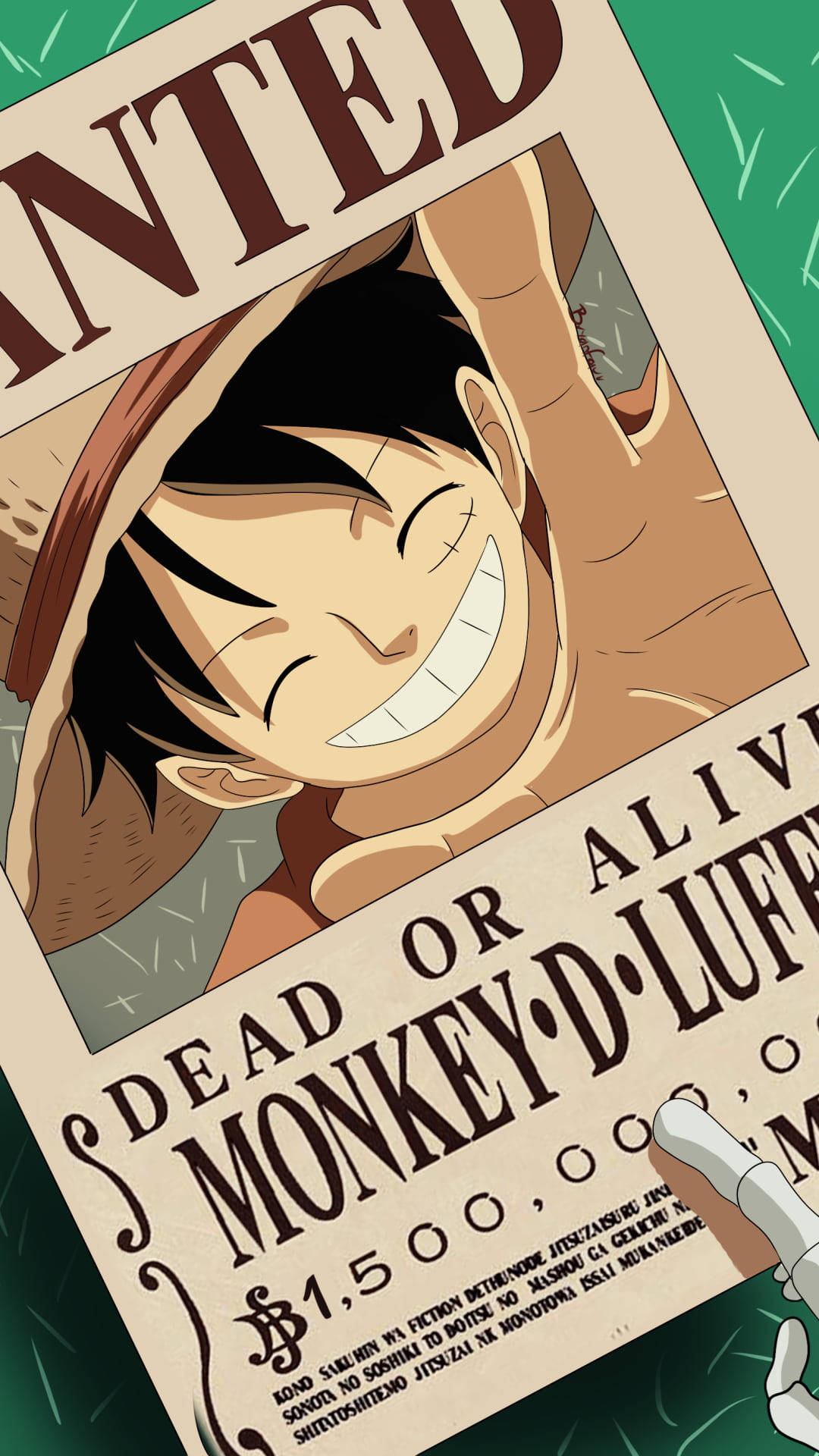 Cartel de Se Busca de Luffy Sonriendo Fondos de pantalla