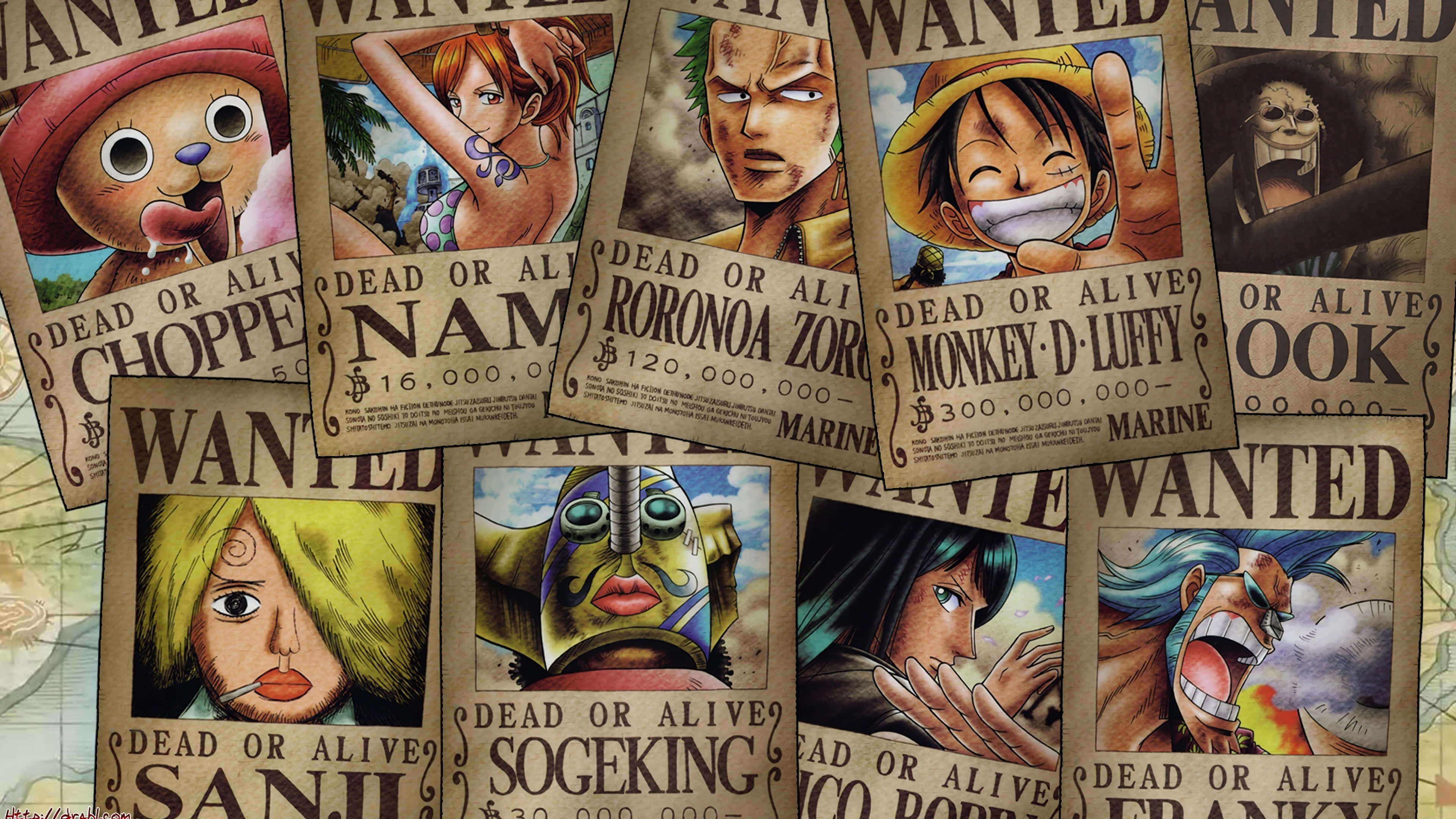 Carteles de Se Busca de los Piratas de Sombrero de Paja Fondos de pantalla