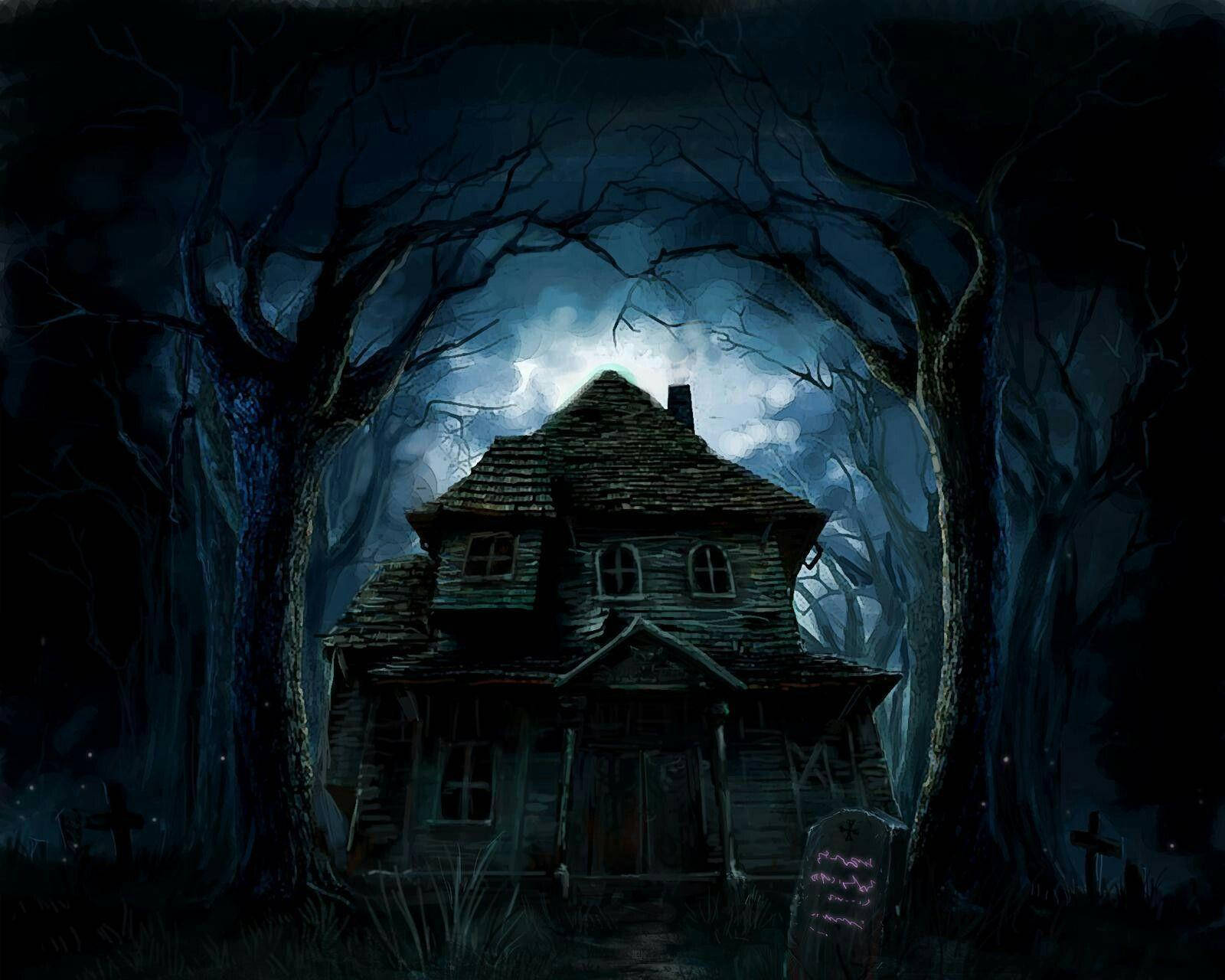 Casa embrujada en bosque oscuro Fondos de pantalla