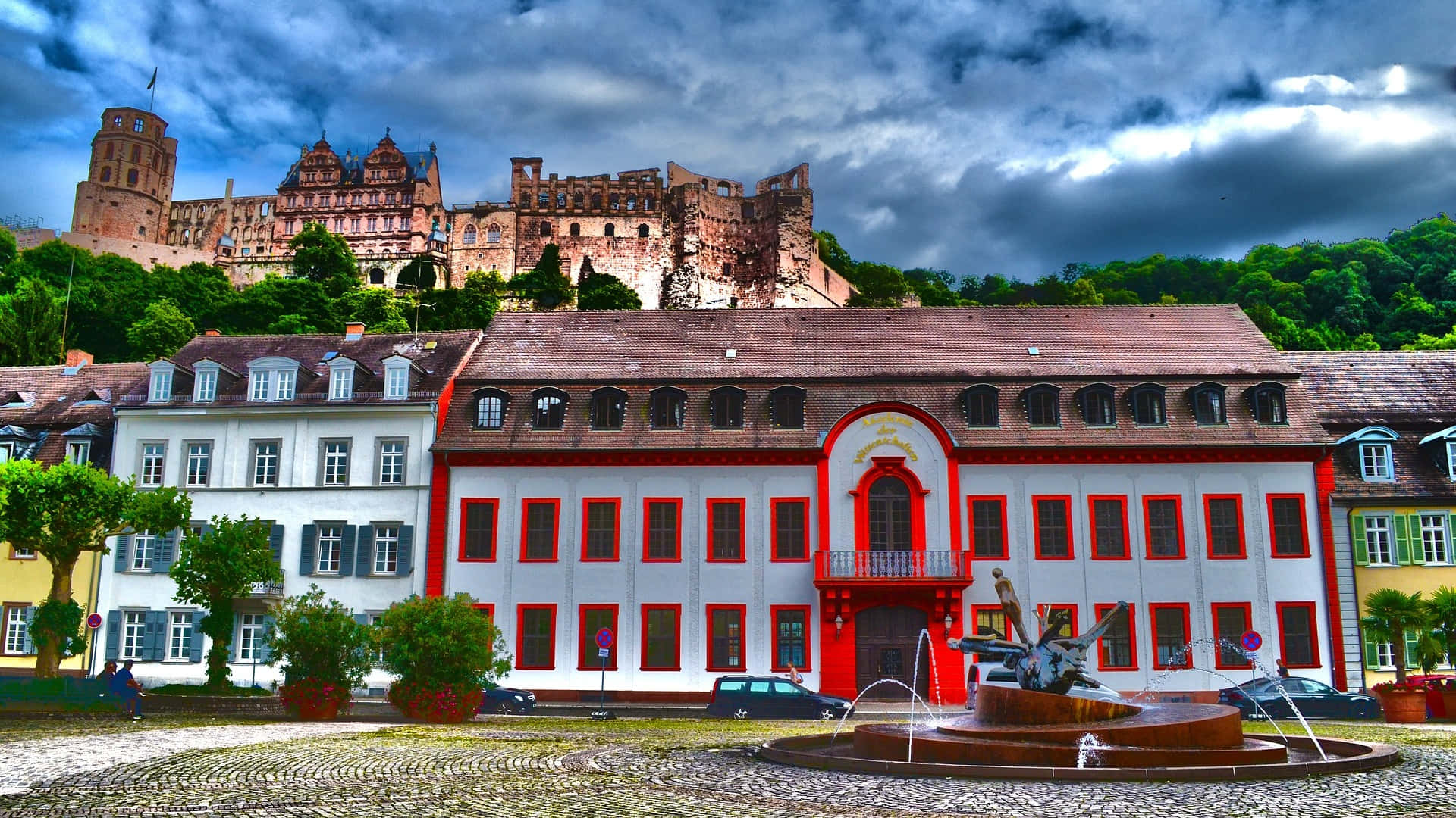 Casas estéticas bajo el Castillo de Heidelberg Fondos de pantalla