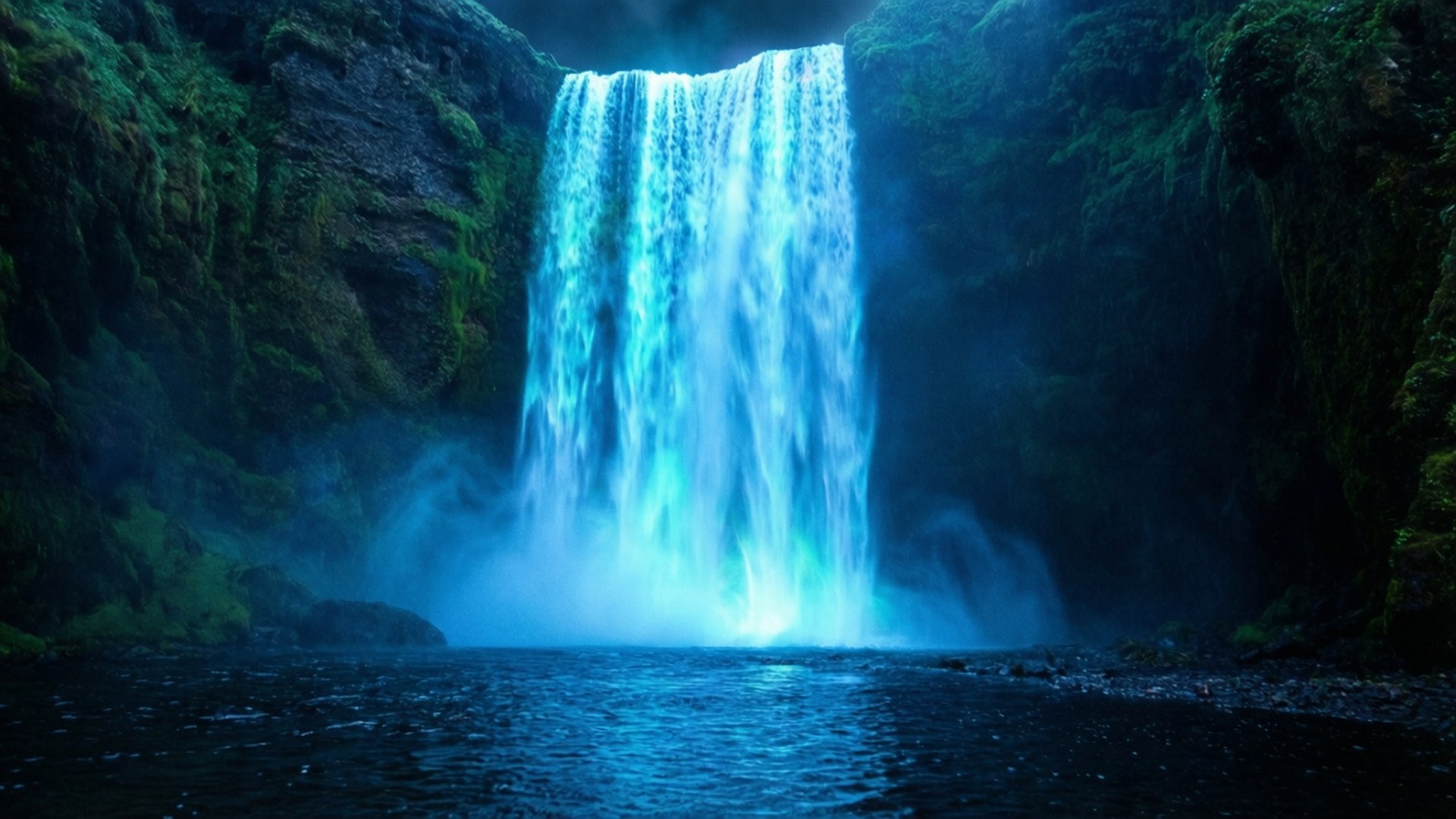 Cascada Azul Neón Fondos de pantalla