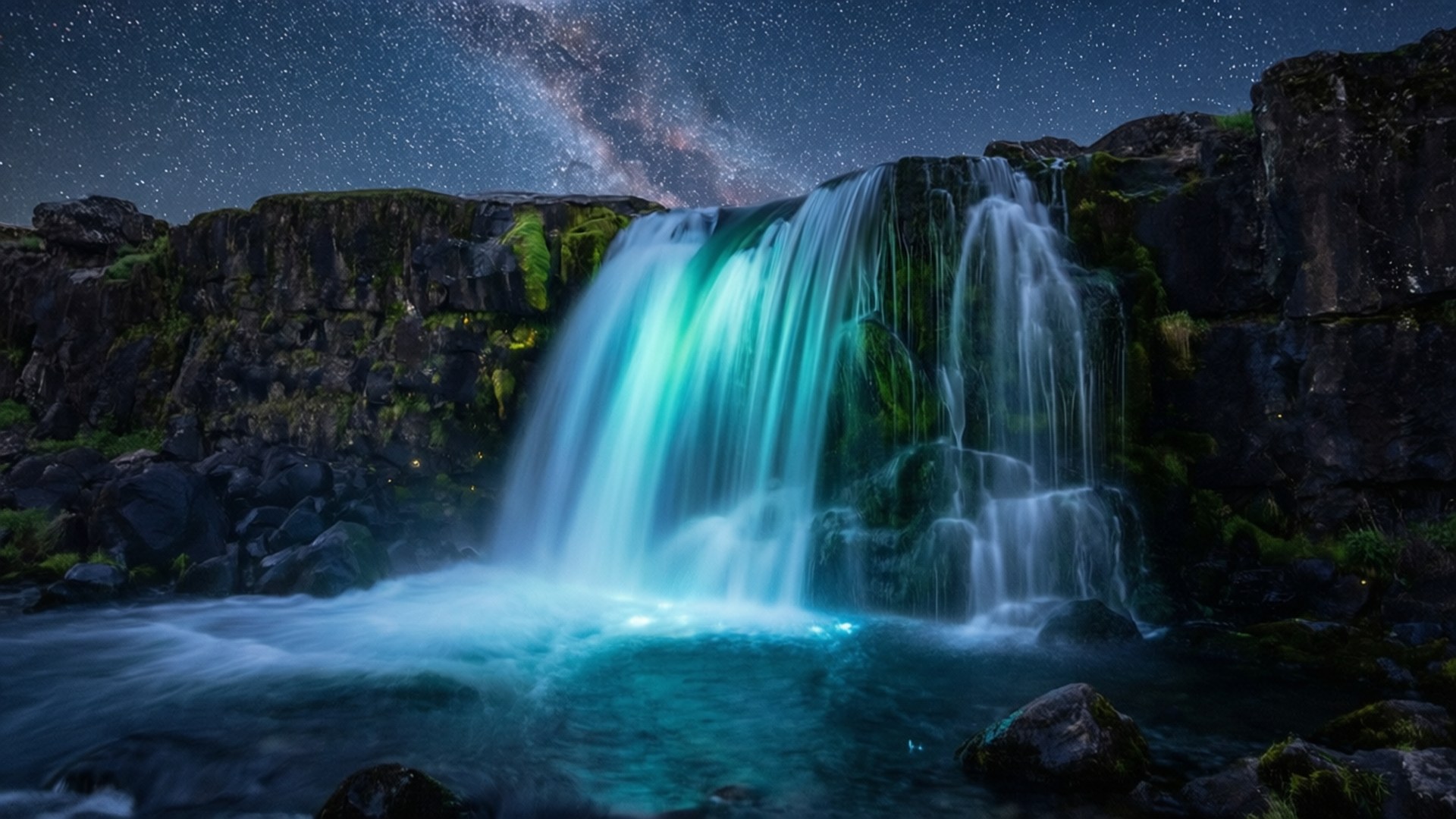 Cascada Estrellada OLED Fondos de pantalla