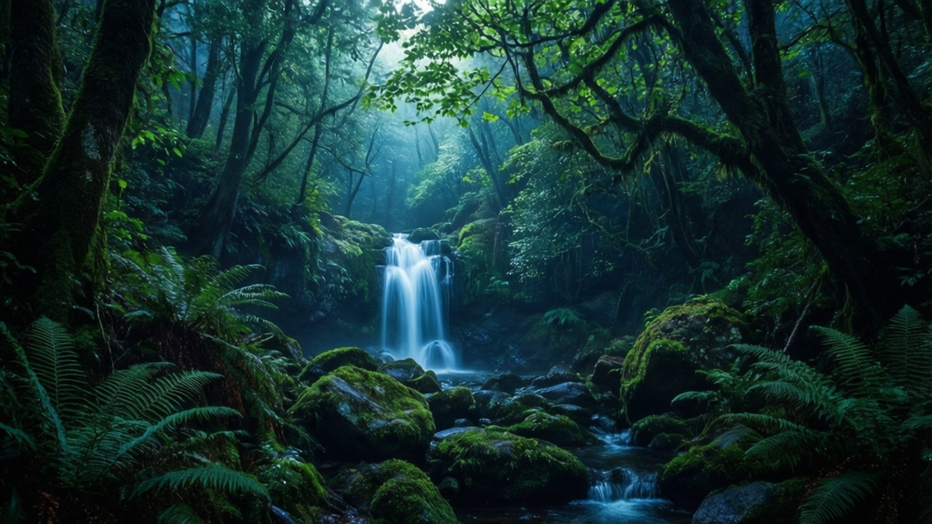 Cascada Oculta en el Bosque Fondos de pantalla