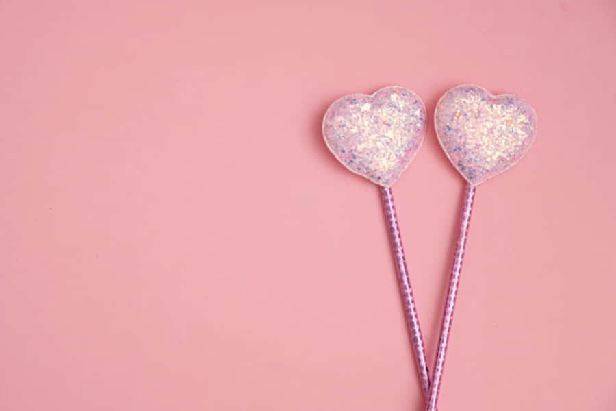 Cascada rosa y brillante de confeti en forma de corazón Fondos de pantalla