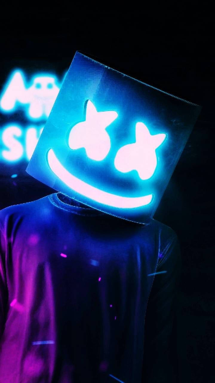 Casco Negro de Marshmello con Neón Fondos de pantalla