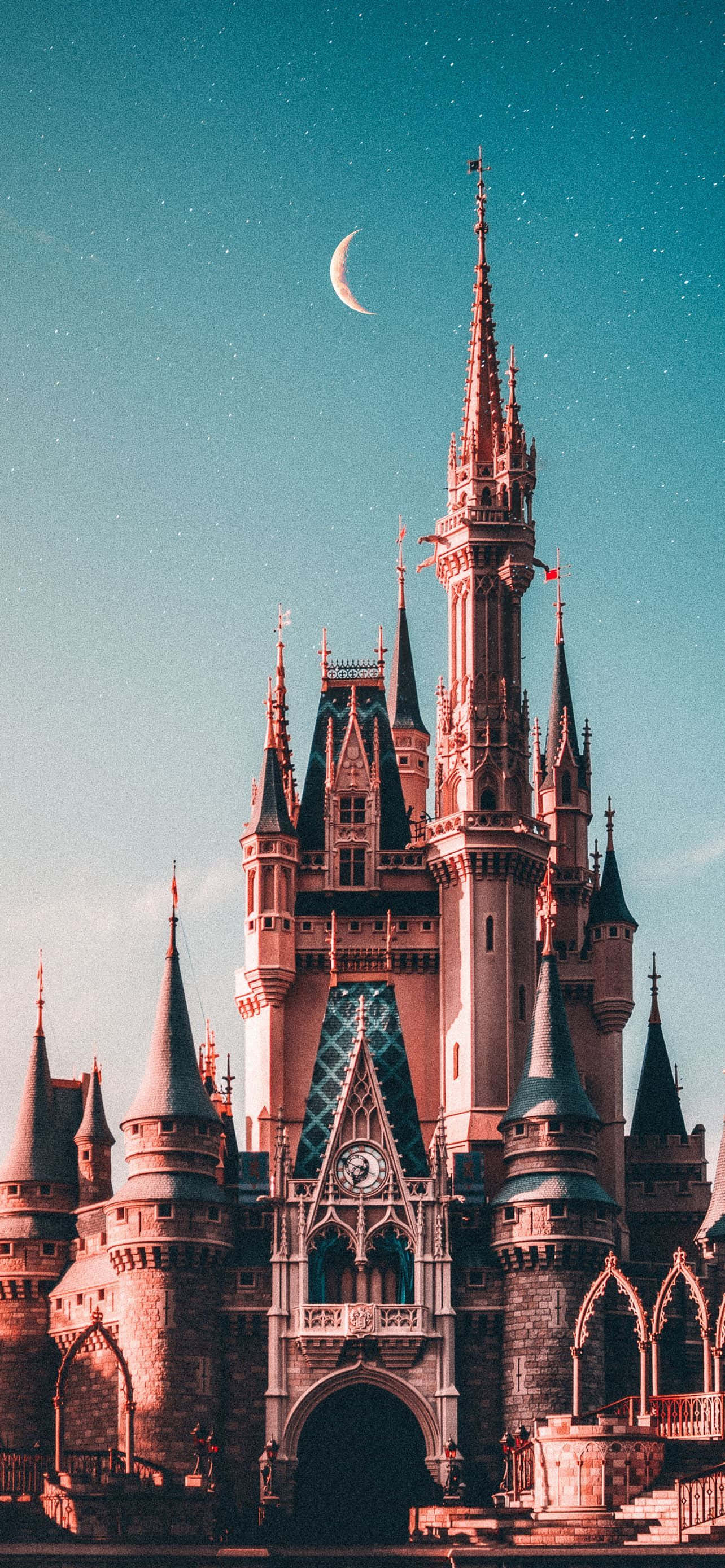 Castillo de Disney World Estético Azul y Beige iPhone Fondos de pantalla