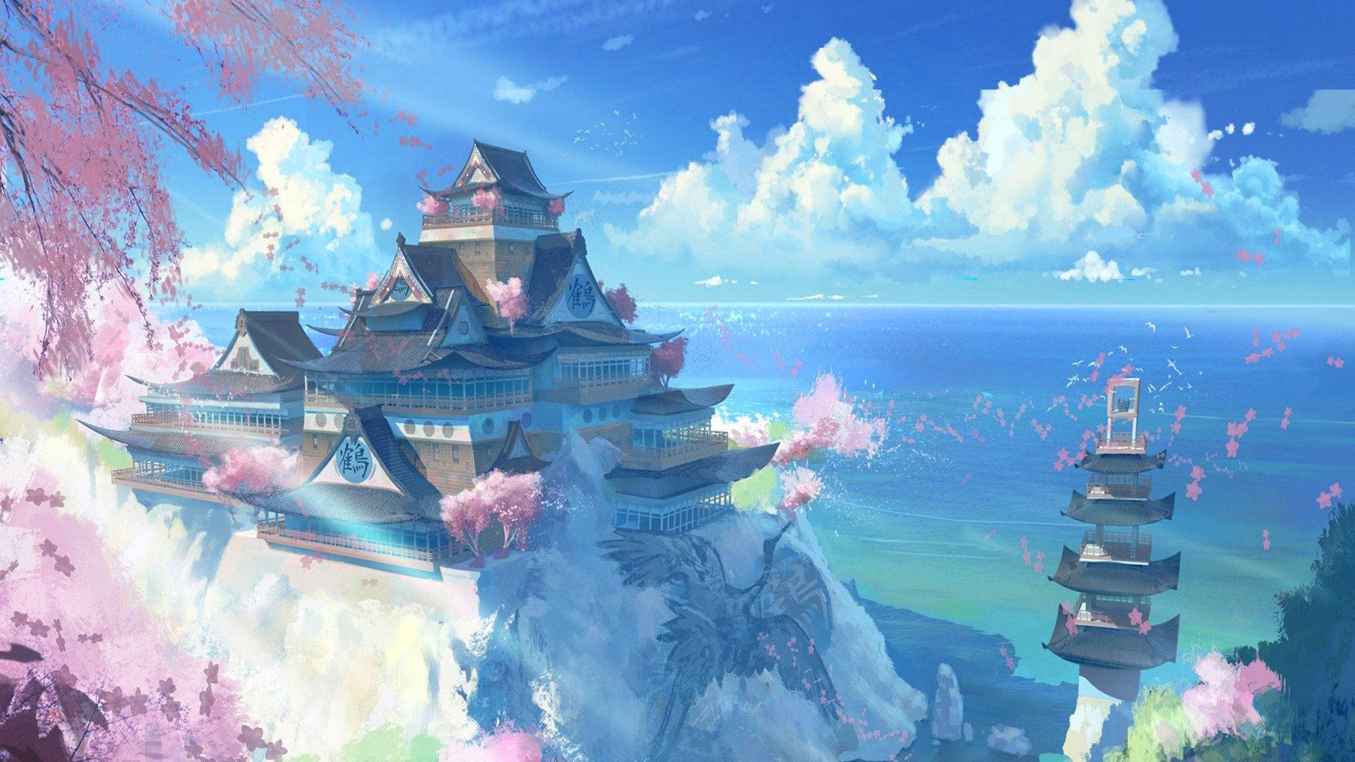Castillo Japonés Paisaje Anime Fondos de pantalla