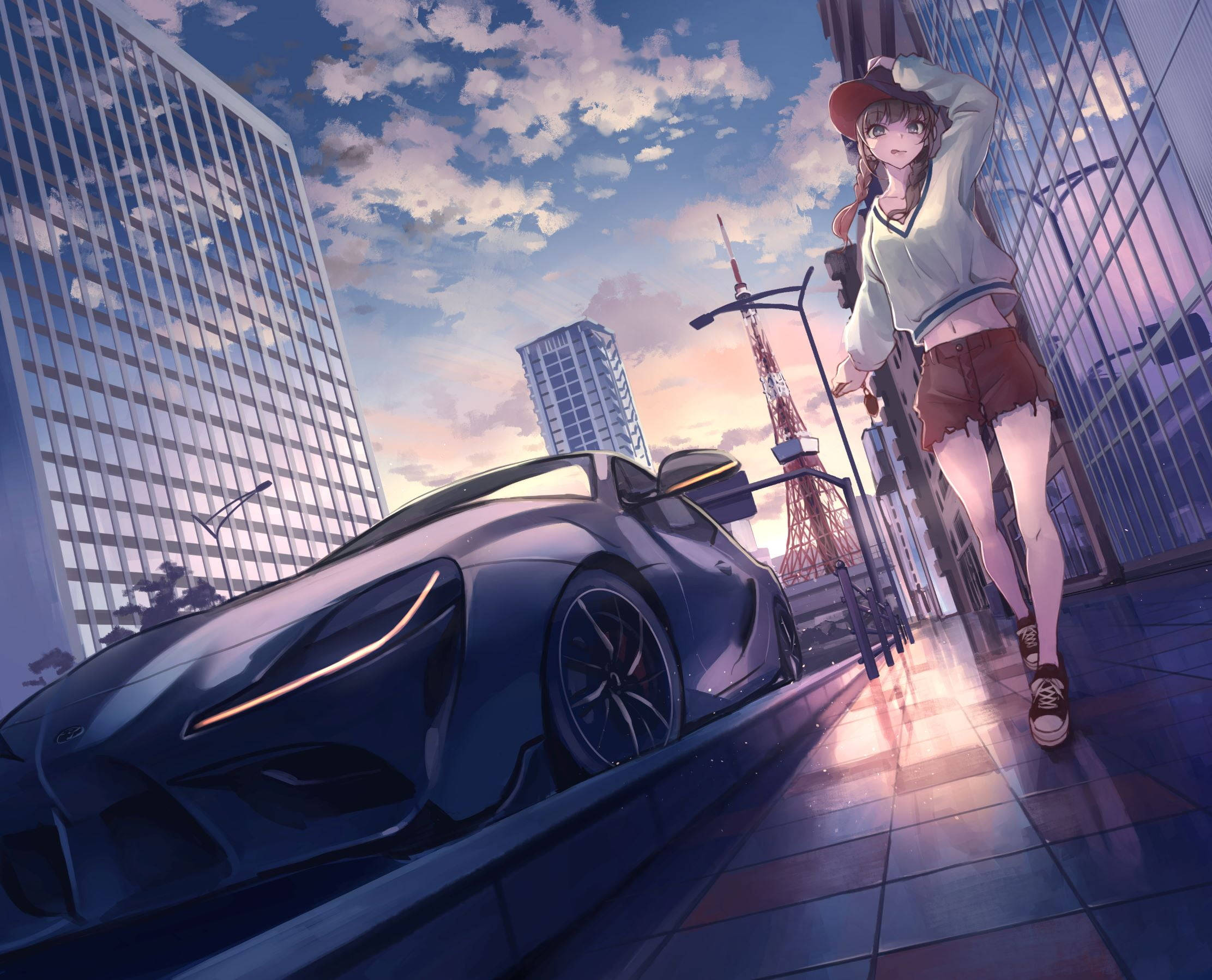 Cautivador Auto Supra Púrpura al Estilo Anime Desatando Encanto Fondos de pantalla