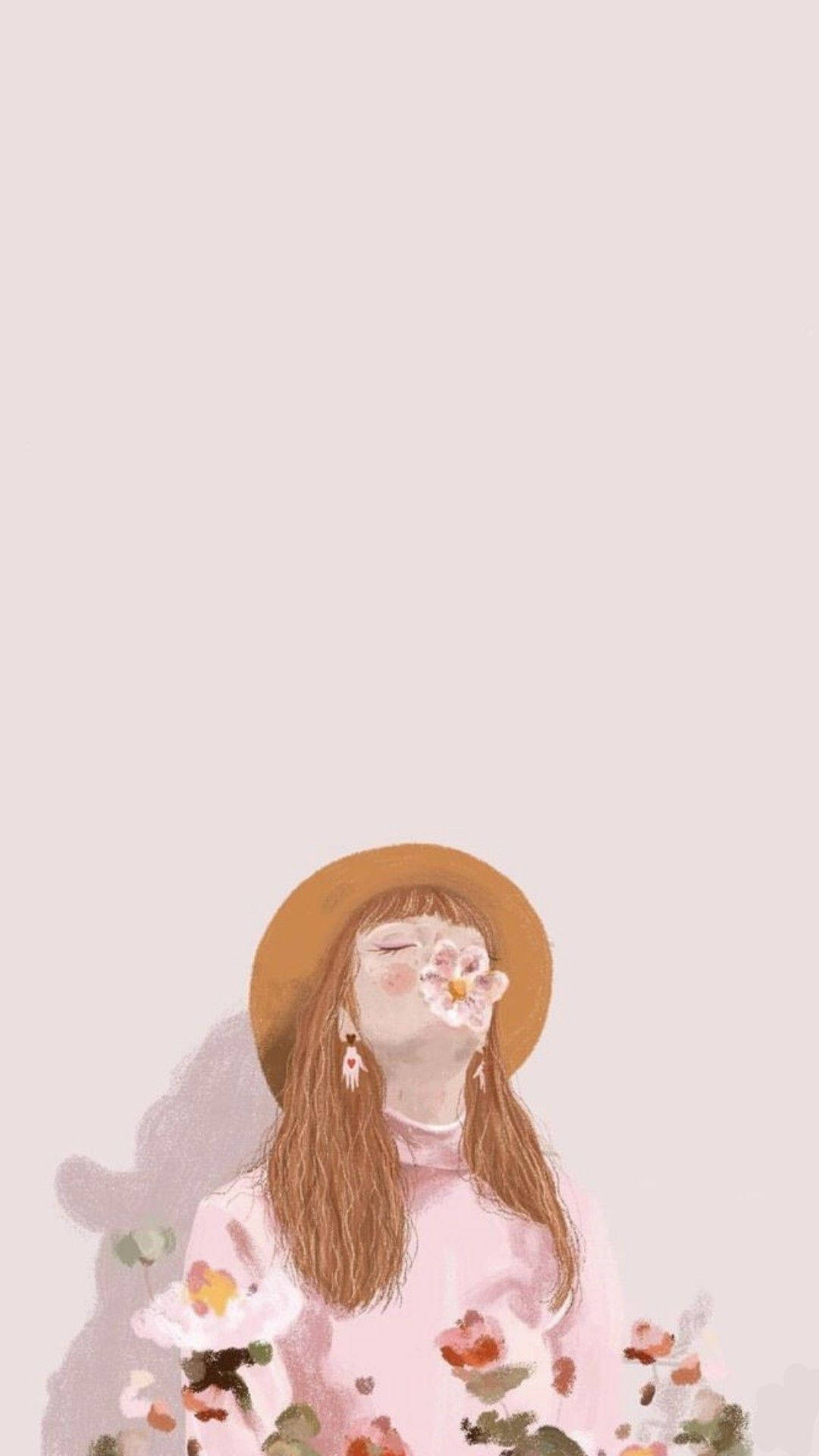 Cautivadora pintura de chica estética en rosa Fondos de pantalla