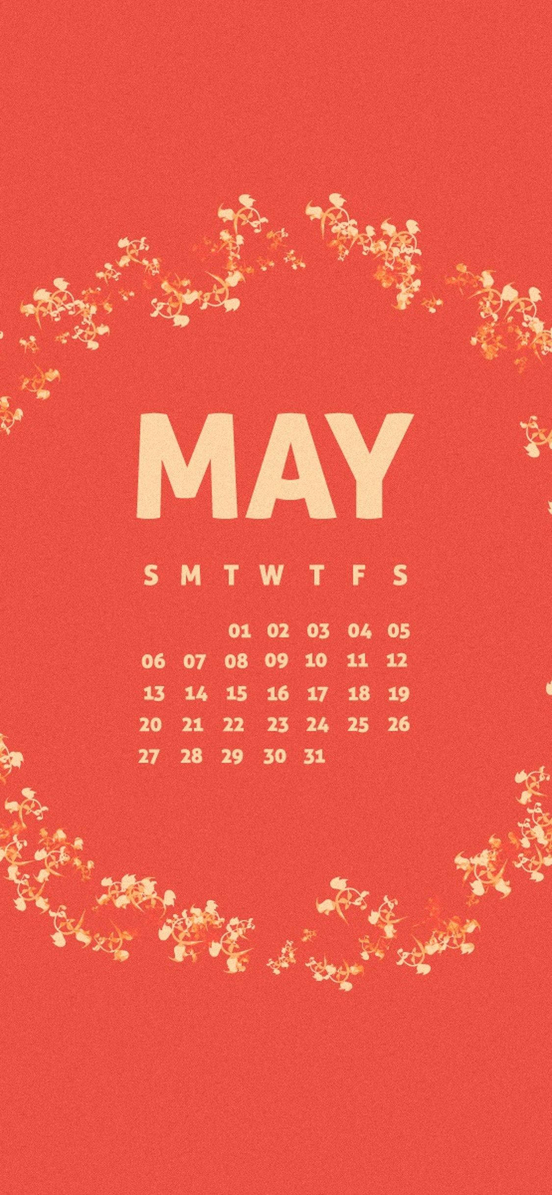 Celebra la belleza de mayo con un calendario rojo lleno de flores vibrantes Fondos de pantalla