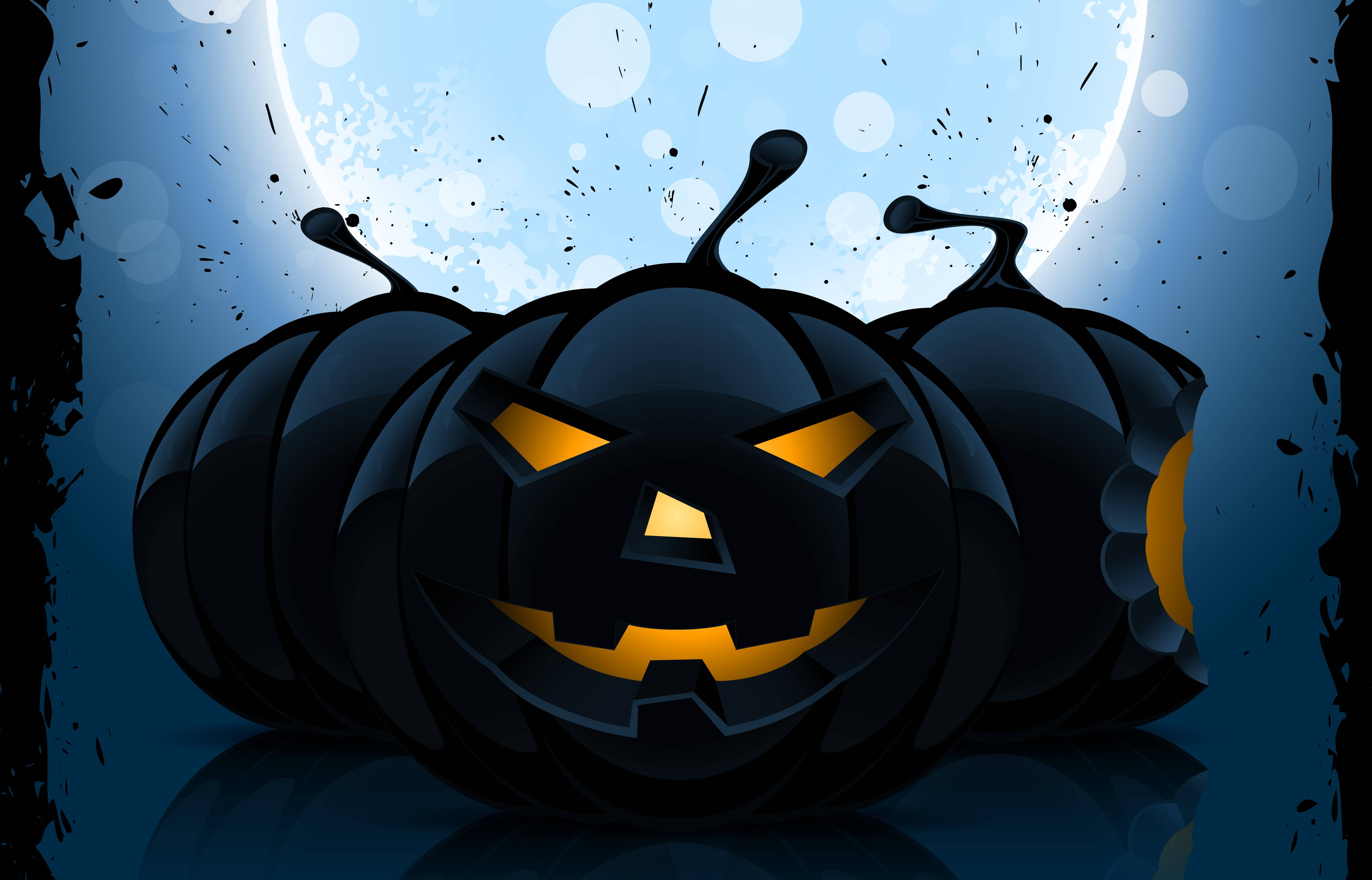 Celebra un Halloween espeluznante con esta calabaza negra brillante Fondos de pantalla