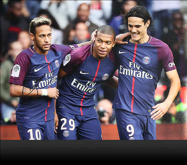 Celebración de Neymar, Mbappé y Cavani del PSG Fondos de pantalla