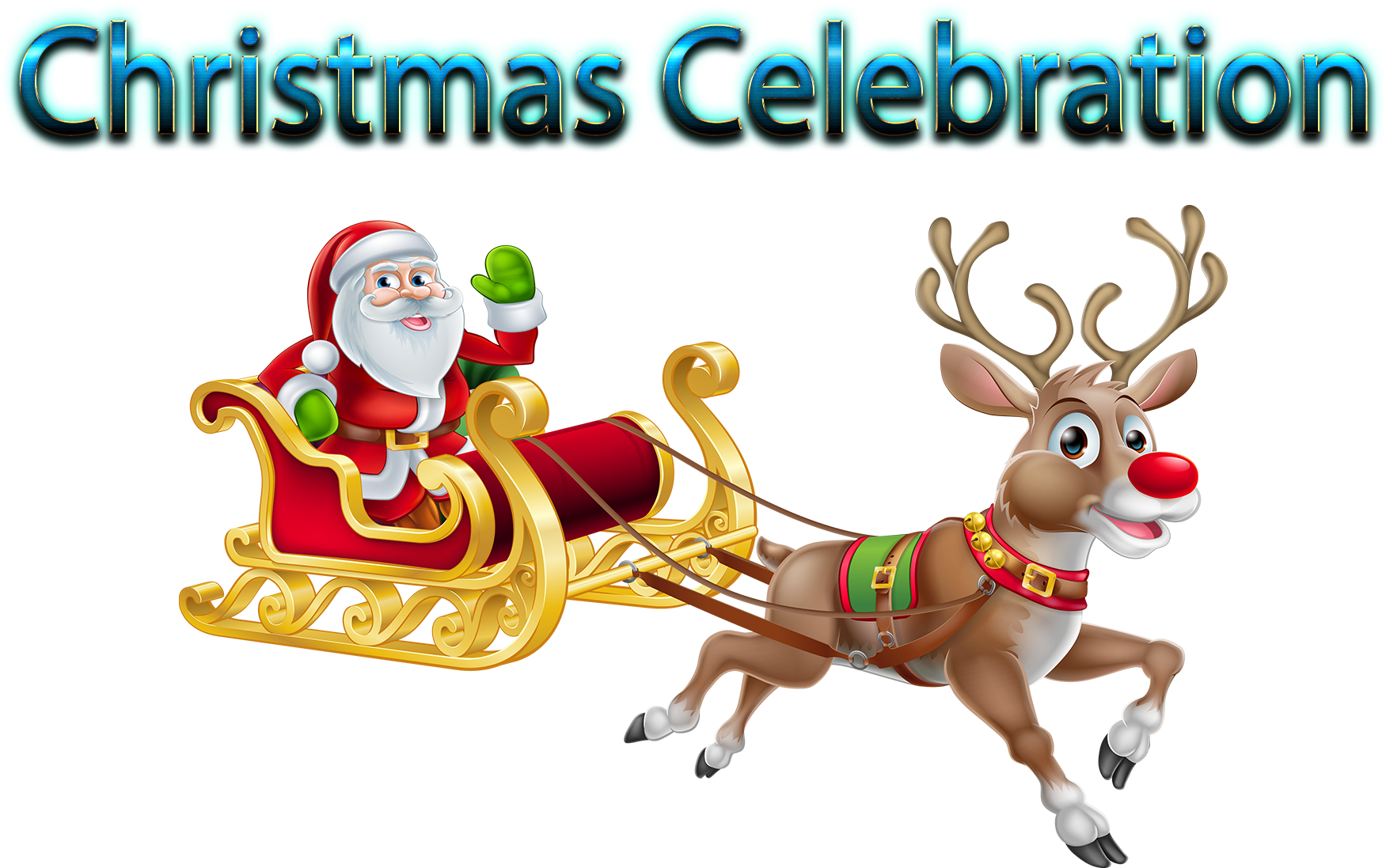 Celebración Navideña de Santa Claus, Reno y Trineo Fondos de pantalla
