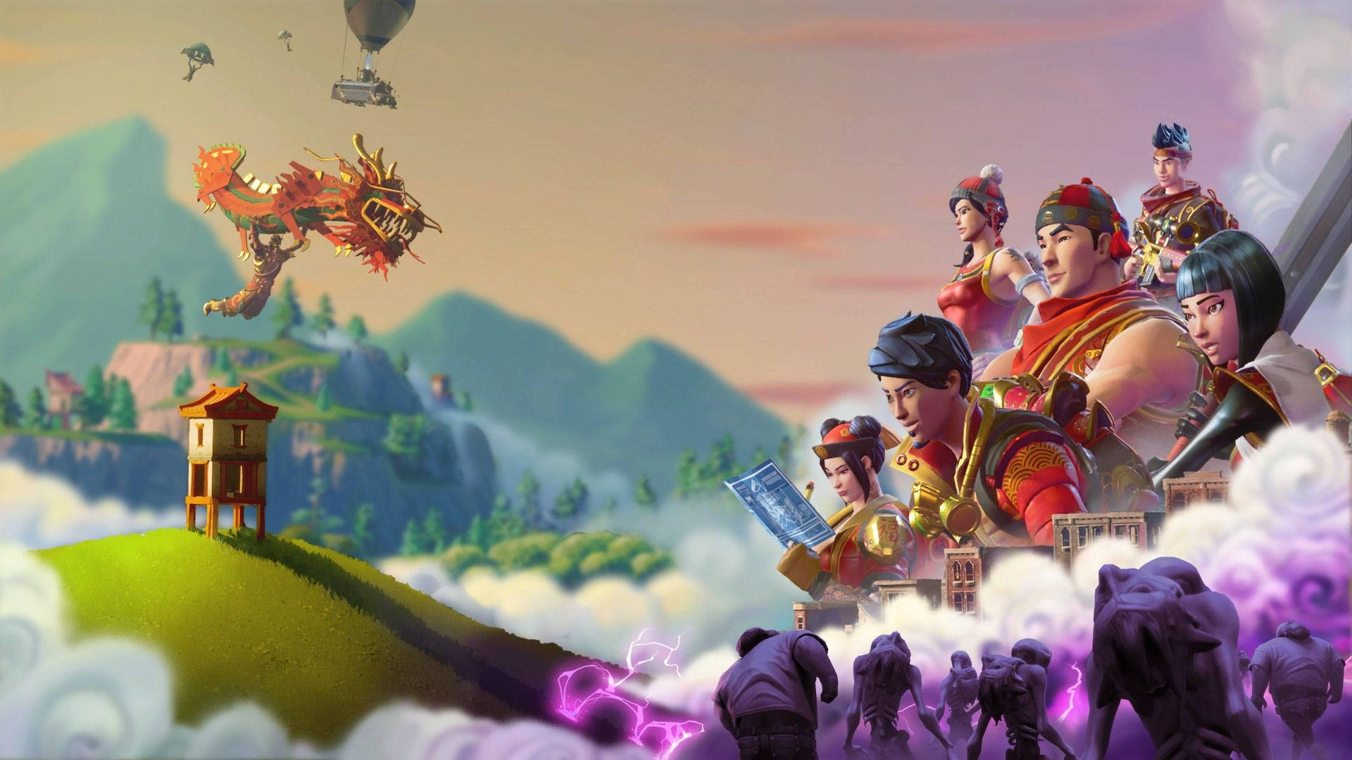 Póster temático de Año Nuevo Chino de Fortnite en HD.