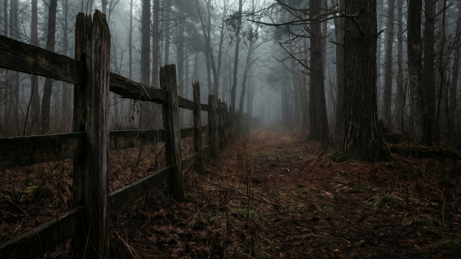 Cerca Abandonada en la Niebla Fondos de pantalla
