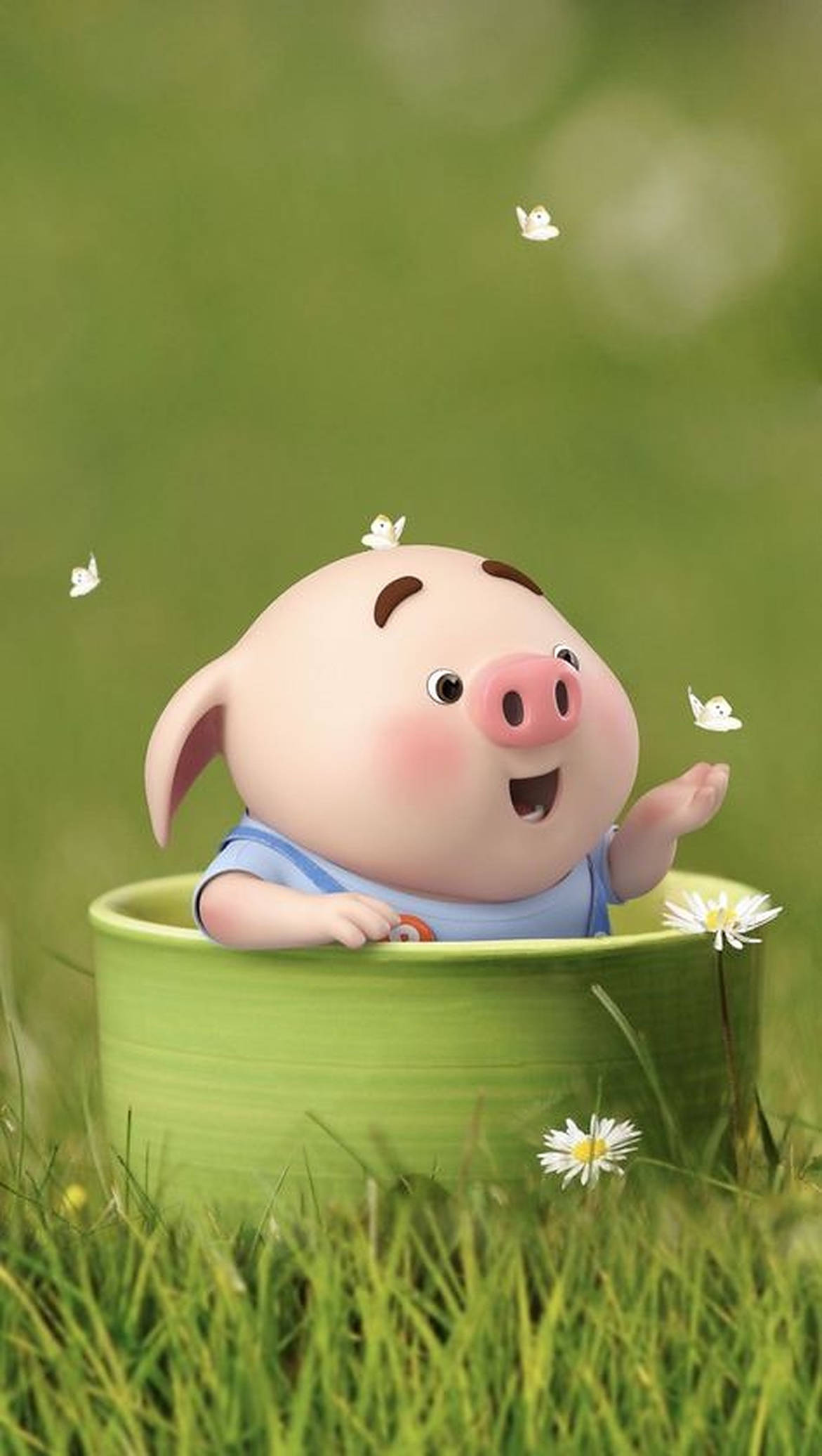 Cerdito Lindo Con Margaritas Fondos de pantalla