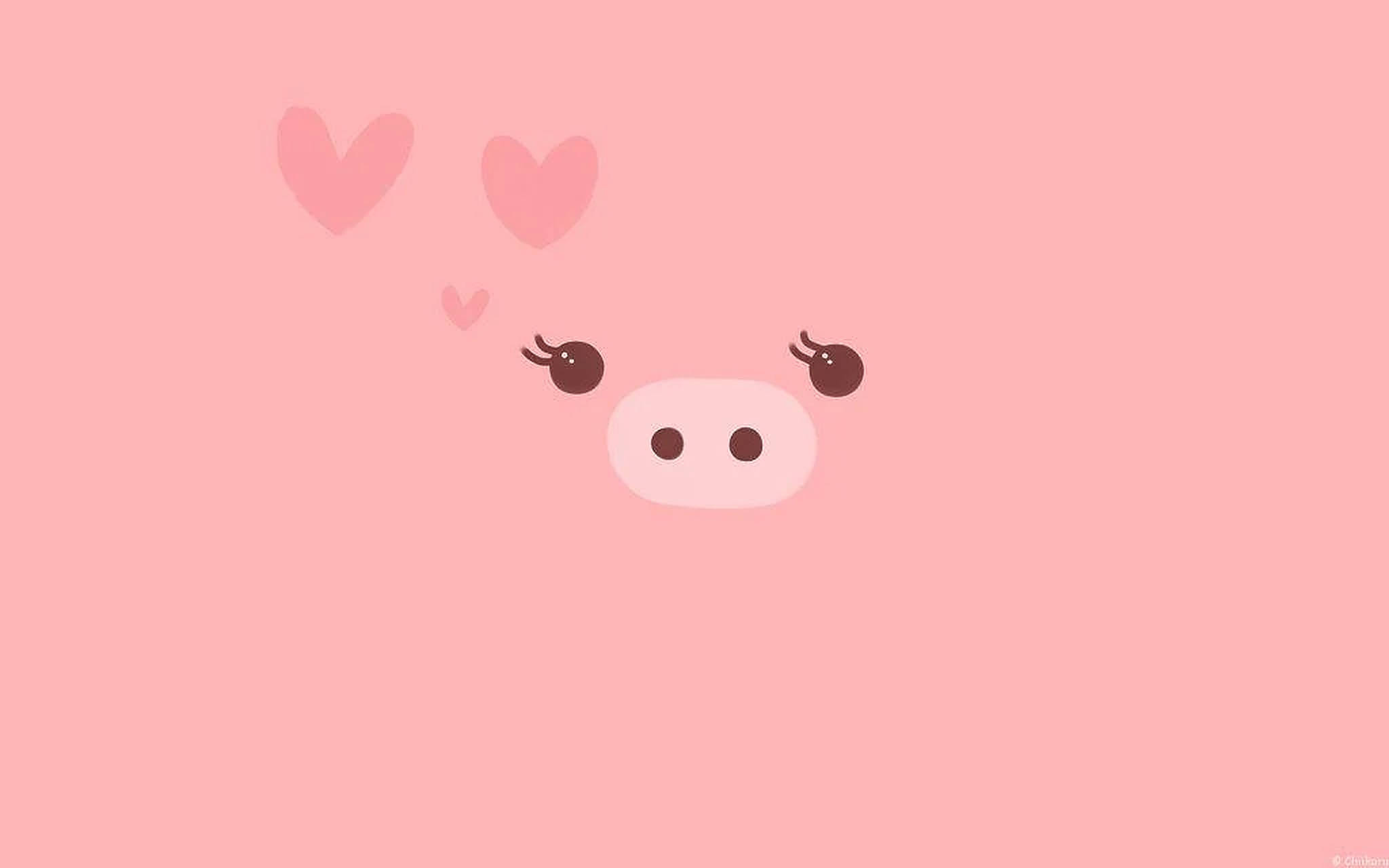 Cerdito Lindo Corazones Rosas Fondos de pantalla