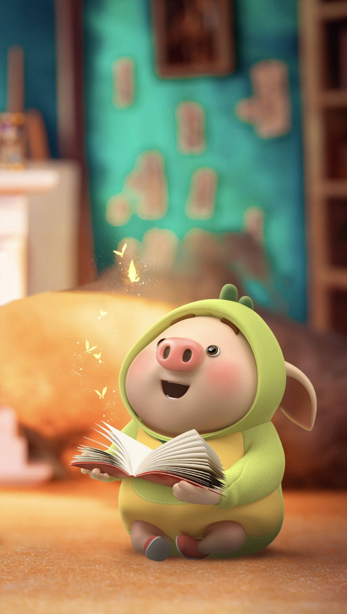 Cerdito Lindo con Enterizo Verde Fondos de pantalla