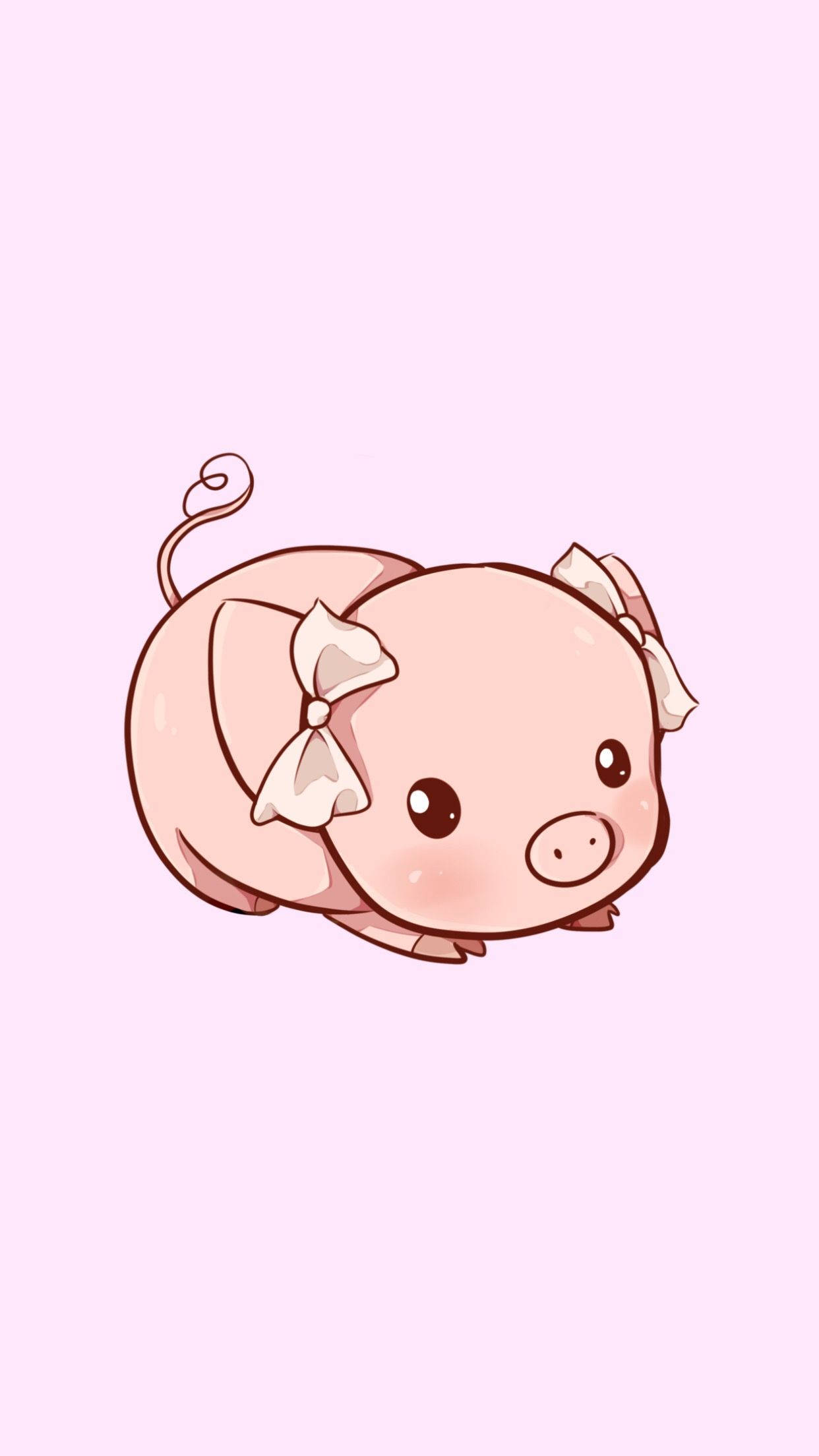 Cerdito Lindo con Moño Rosa Fondos de pantalla