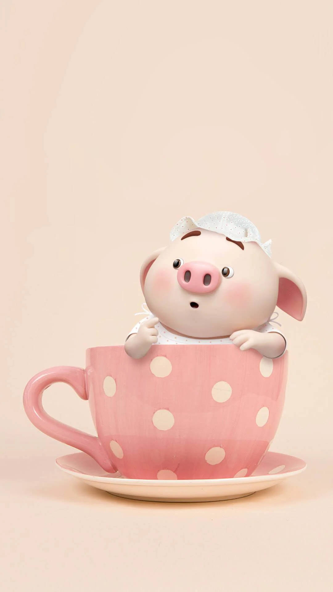 Cerdito Lindo en una Taza de Té Fondos de pantalla