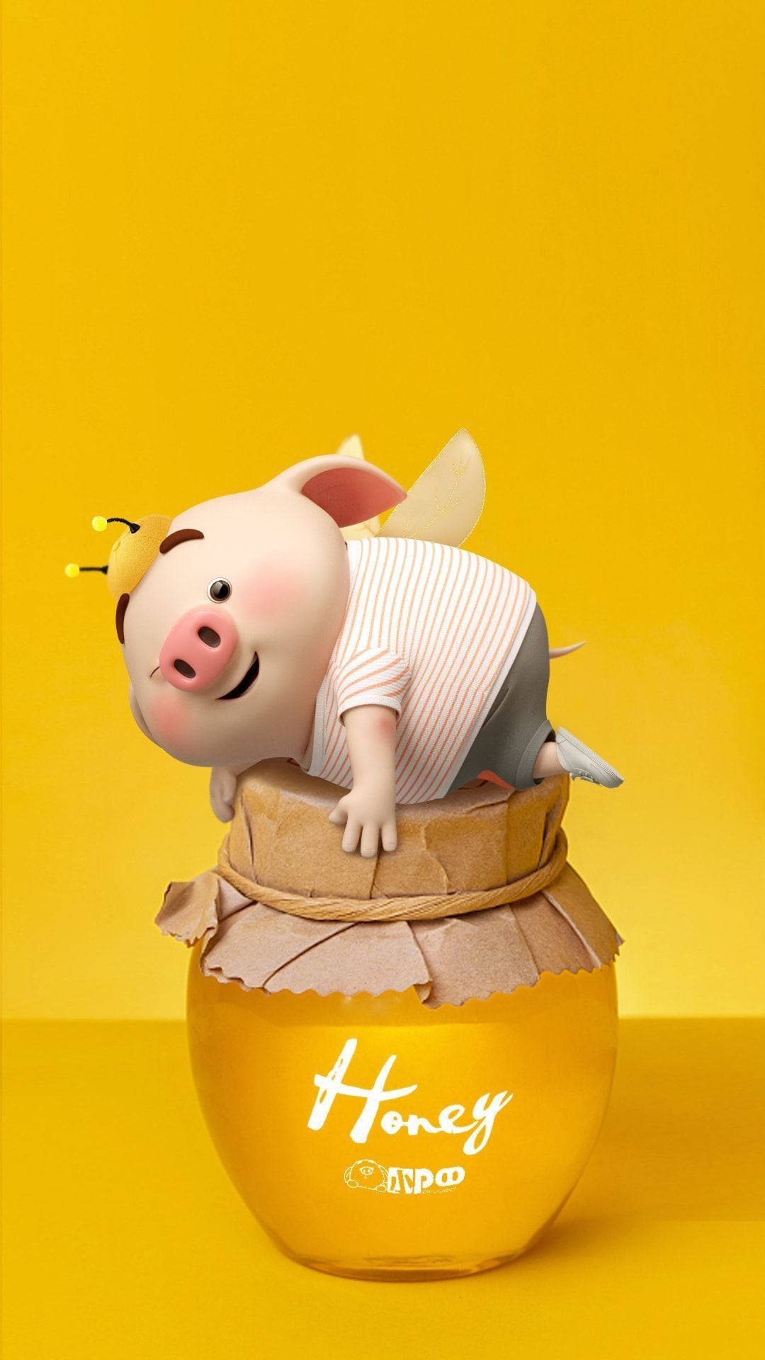 Cerdito Lindo Sobre Tarro de Miel Fondos de pantalla