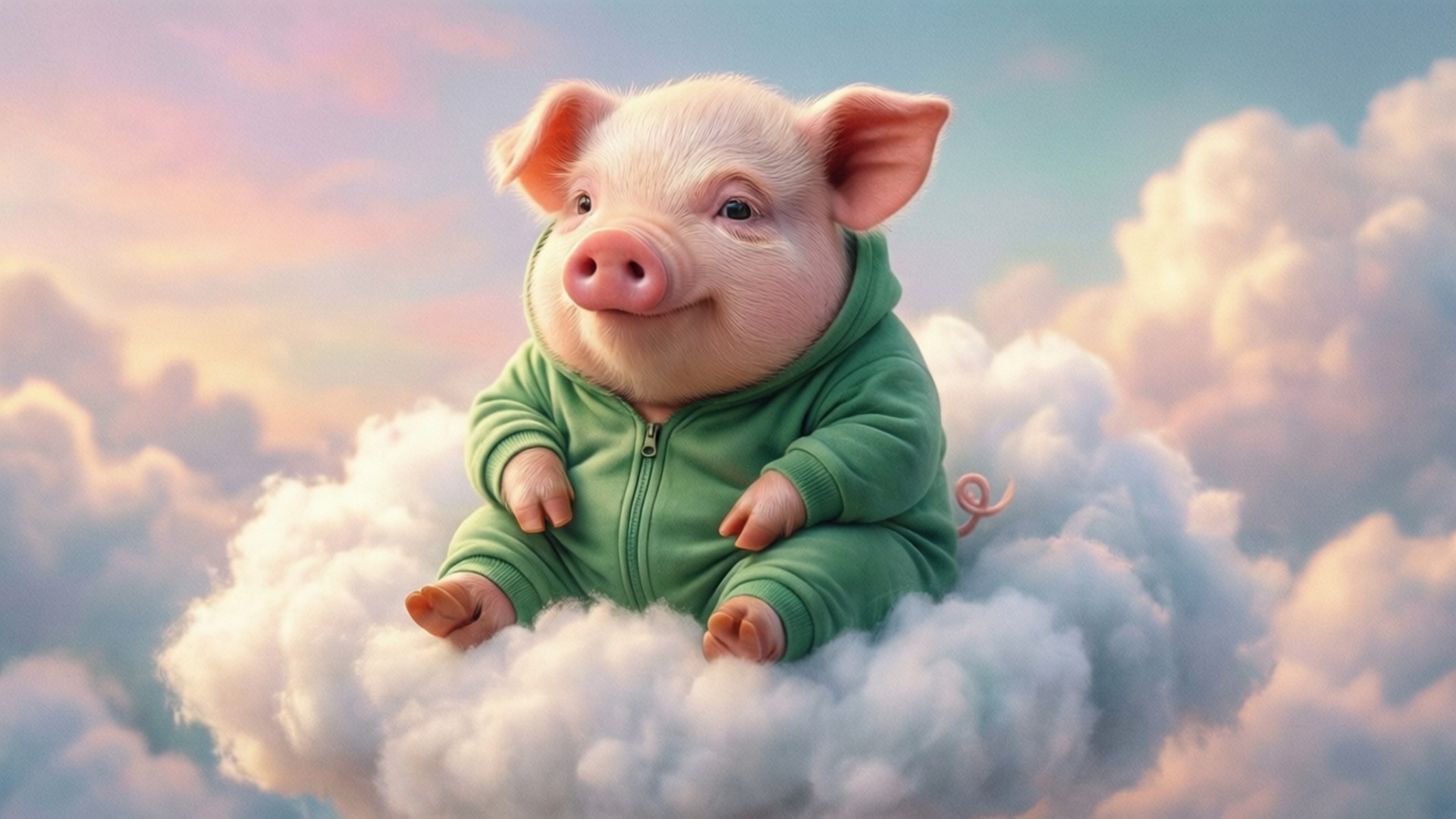 Cerdo en una Nube en Pijama Fondos de pantalla