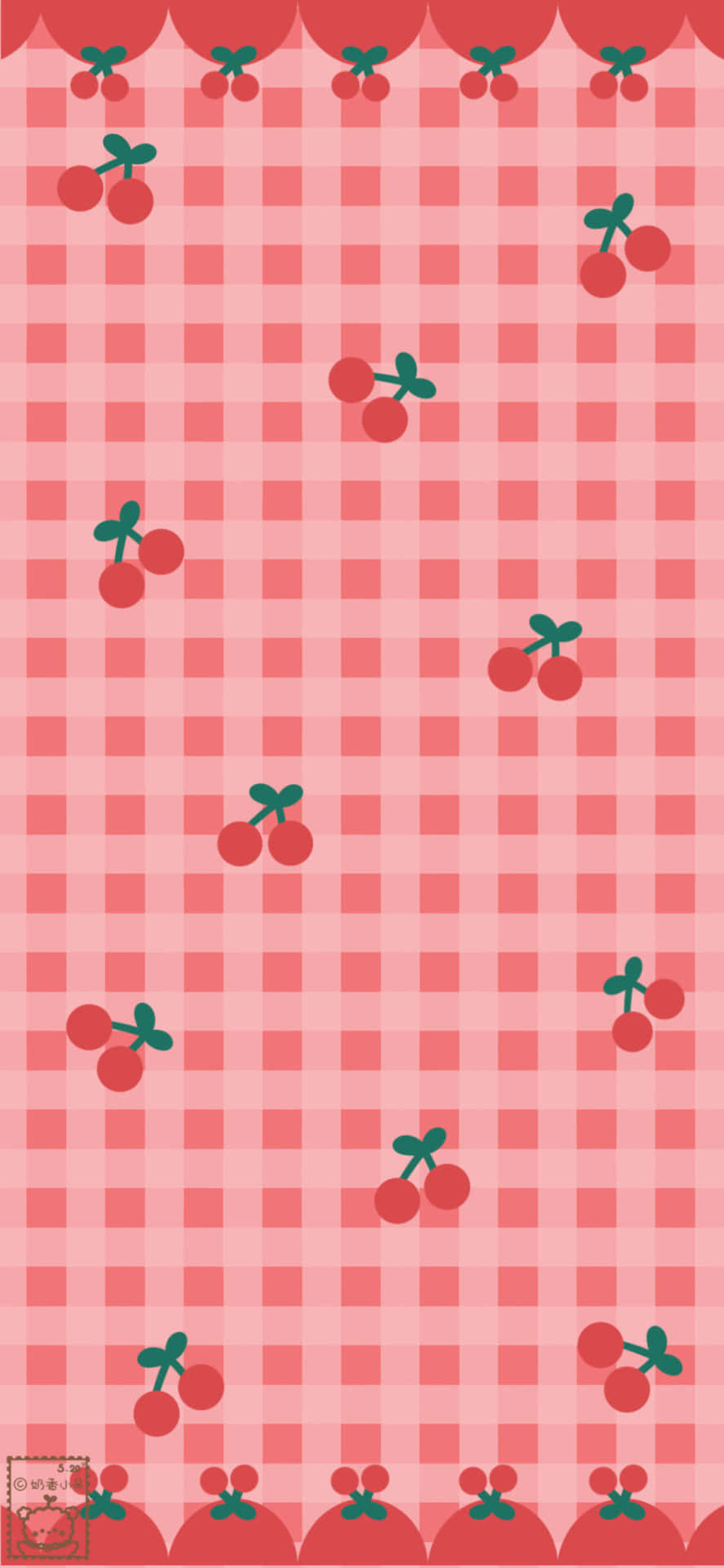 Cerezas Rojas Dulces en Cuadros Rosas Fondos de pantalla
