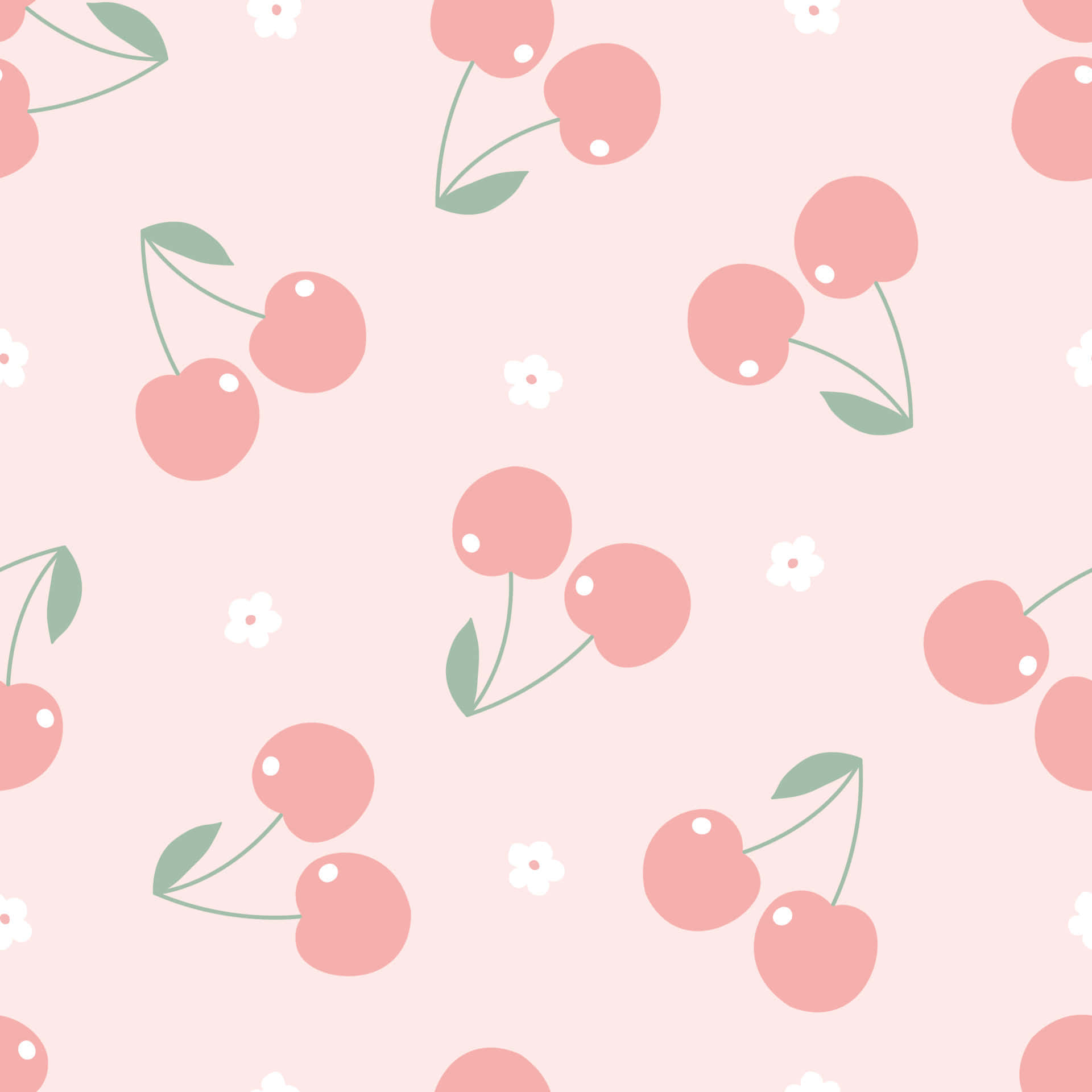 Cerezas rosas adorables con flores pequeñas Fondos de pantalla