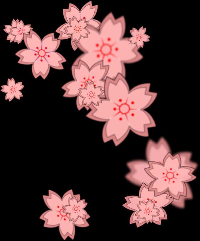 Cerezo en Flor Abstracto sobre Fondo Negro Fondos de pantalla