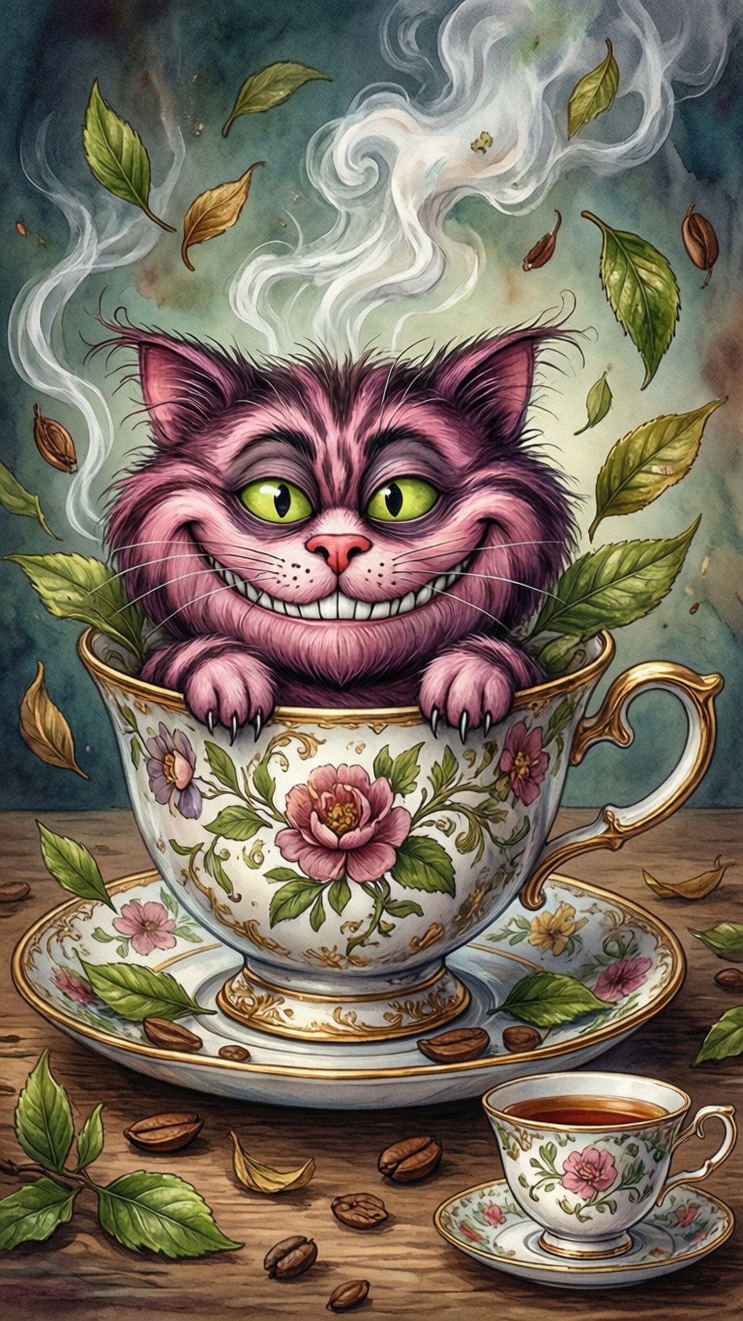 Cheshire en Taza de Té Fondos de pantalla