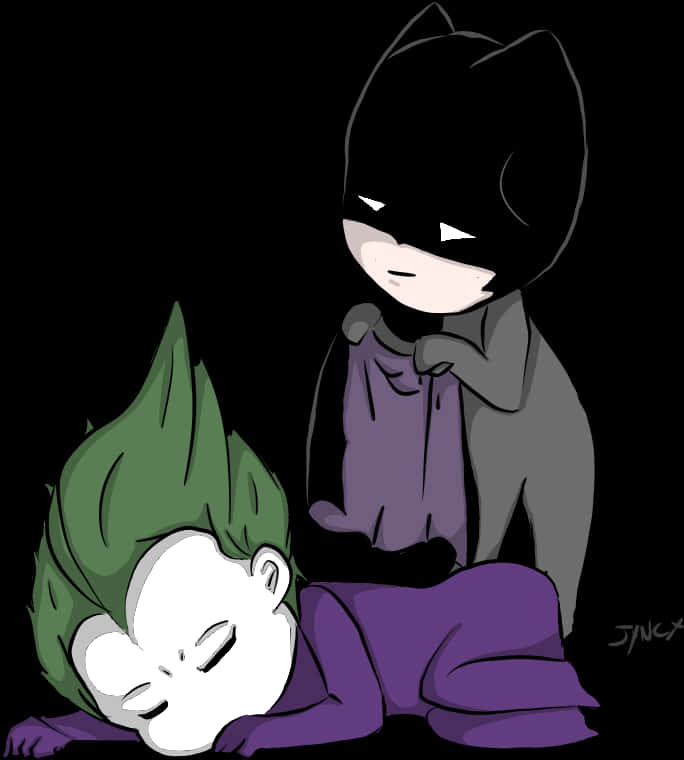 Chibi Batman y Joker Durmiendo Fondos de pantalla