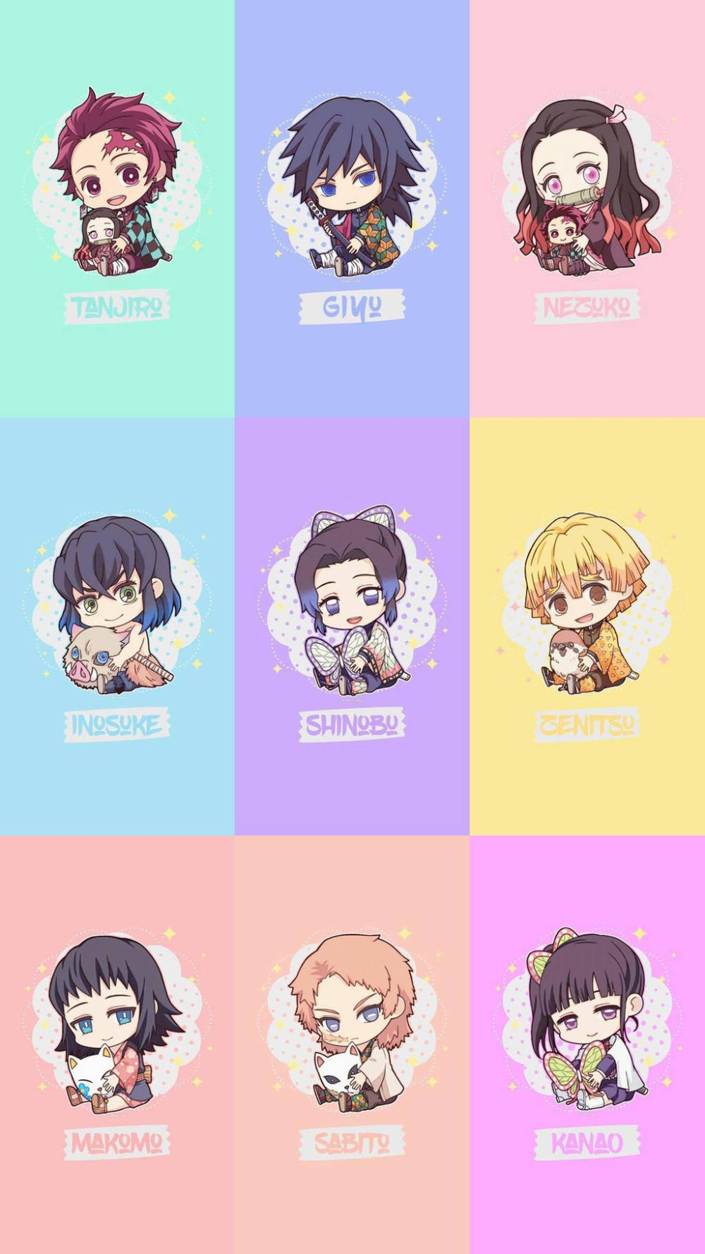 Chibi Demon Slayer para iPhone Fondos de pantalla