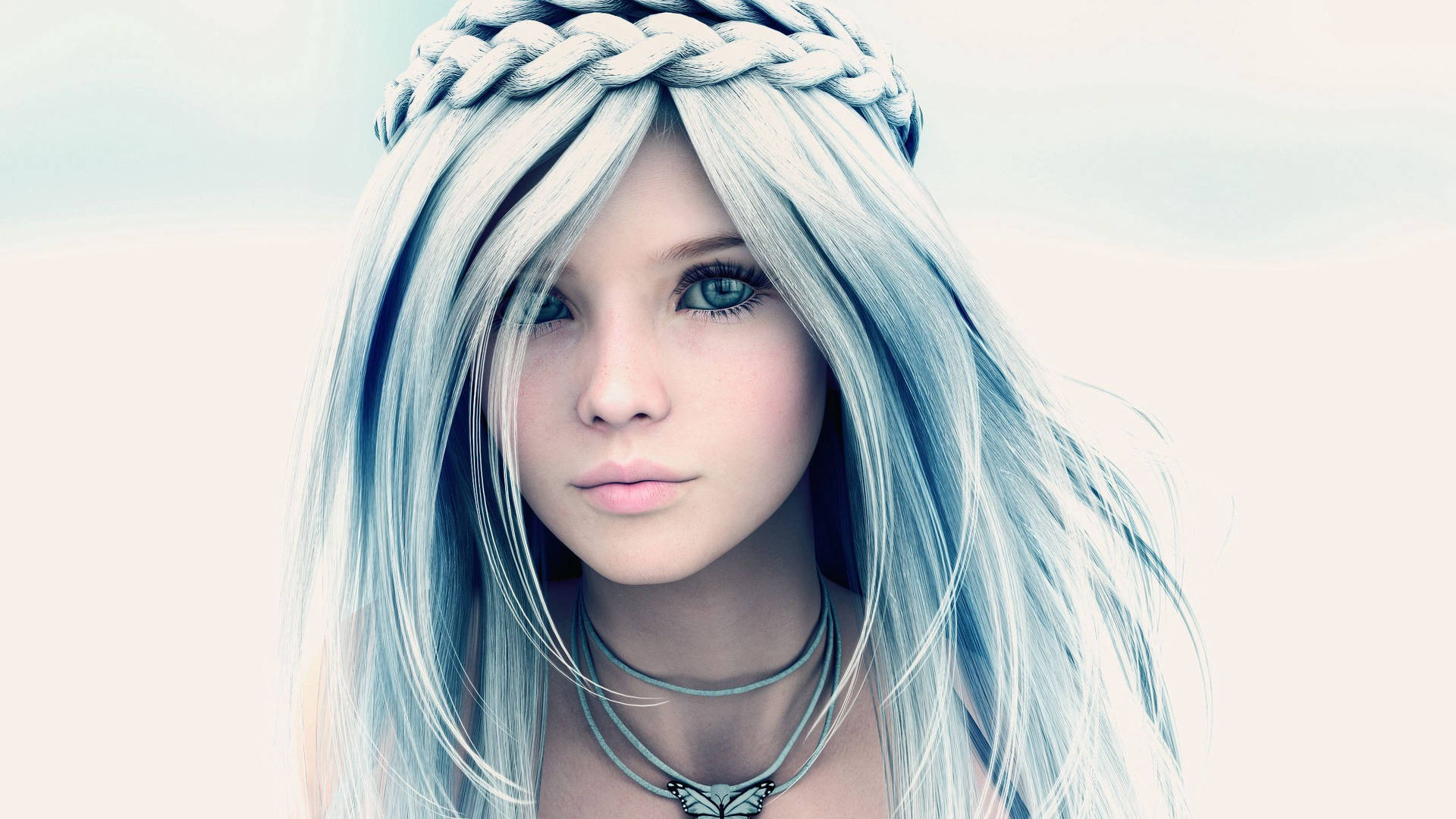 Fondo de pantalla de primer plano de chica 3D de cabello azul