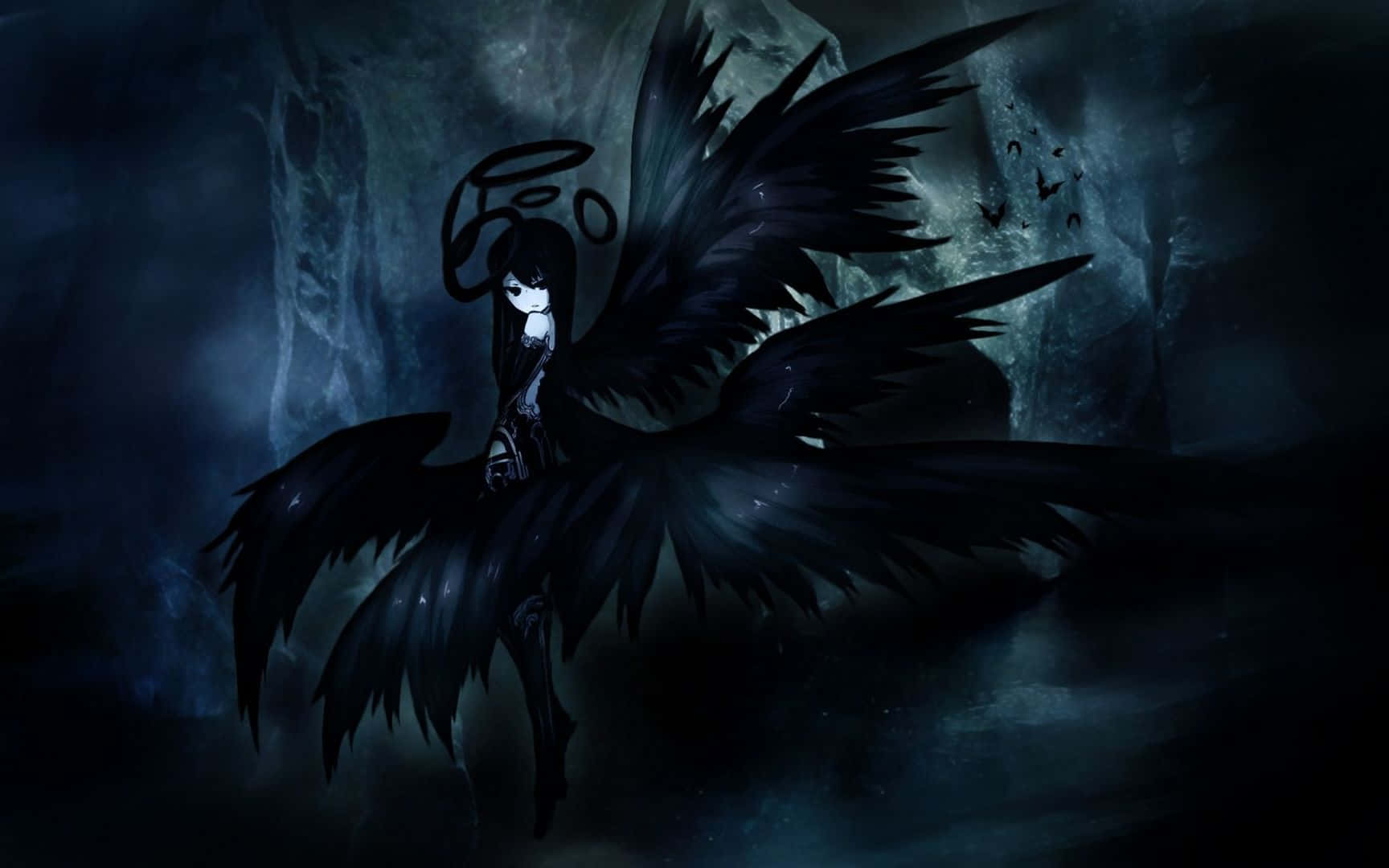Chica anime alada negra aesthetic para PC Fondos de pantalla