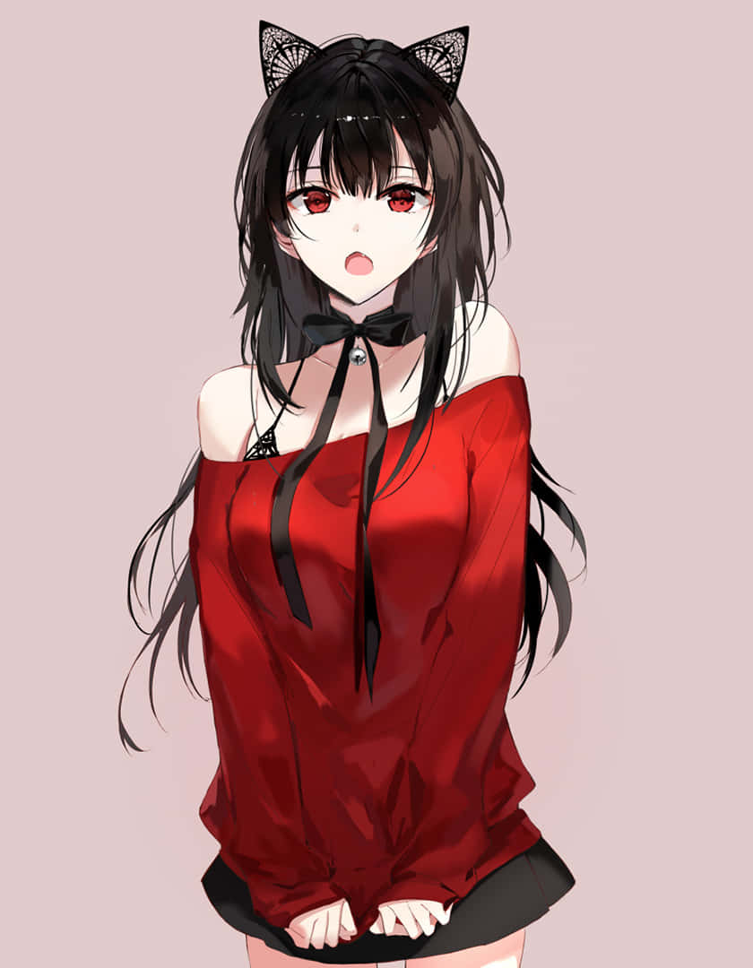 Chica Anime Atractiva de Ojos Rojos Fondos de pantalla