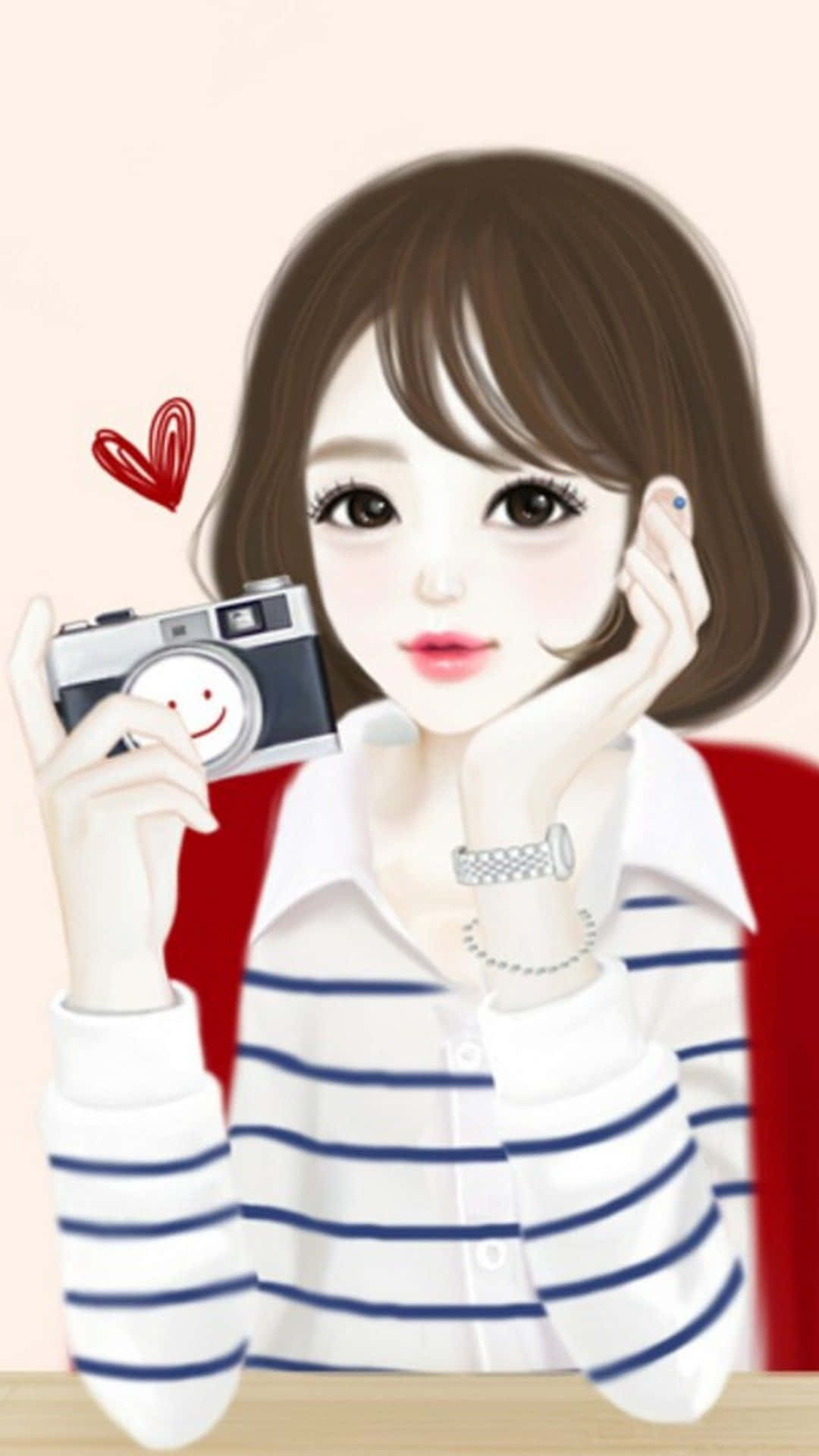 Chica anime bonita con cámara Fondos de pantalla