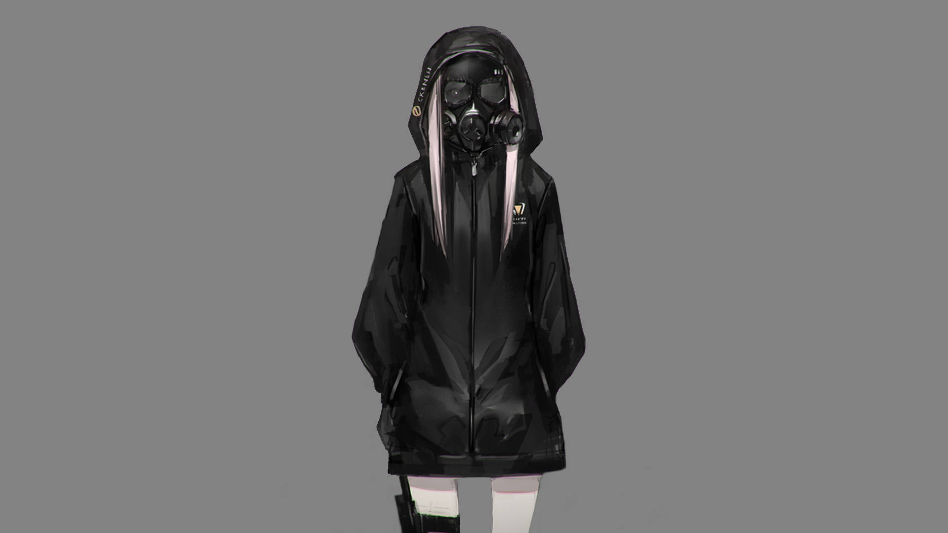 Chica anime con máscara y sudadera negra Fondos de pantalla