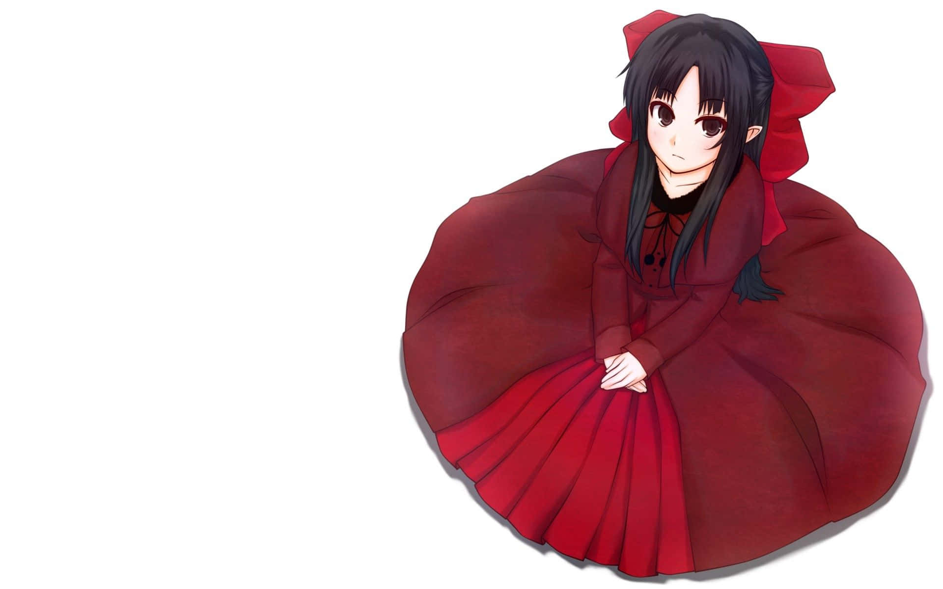 Chica anime con vestido rojo modesto Fondos de pantalla