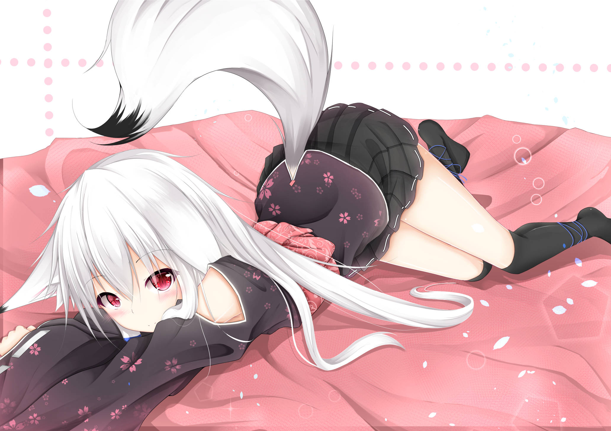 Chica anime con cola de gato kawaii Fondos de pantalla