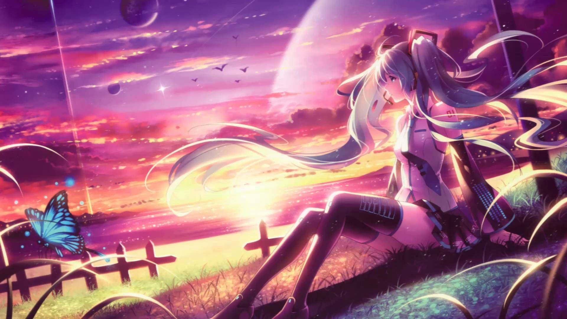 Chica Anime con Coletas Nightcore Fondos de pantalla