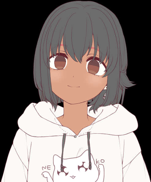 Chica anime con sudadera blanca Fondos de pantalla