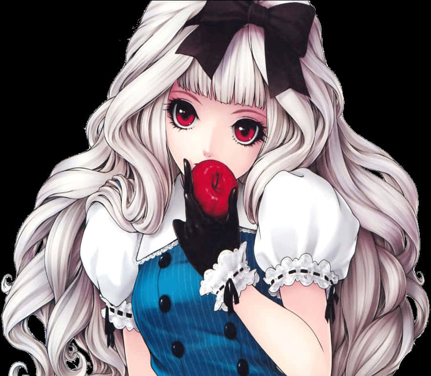 Chica Anime con Manzana Fondos de pantalla